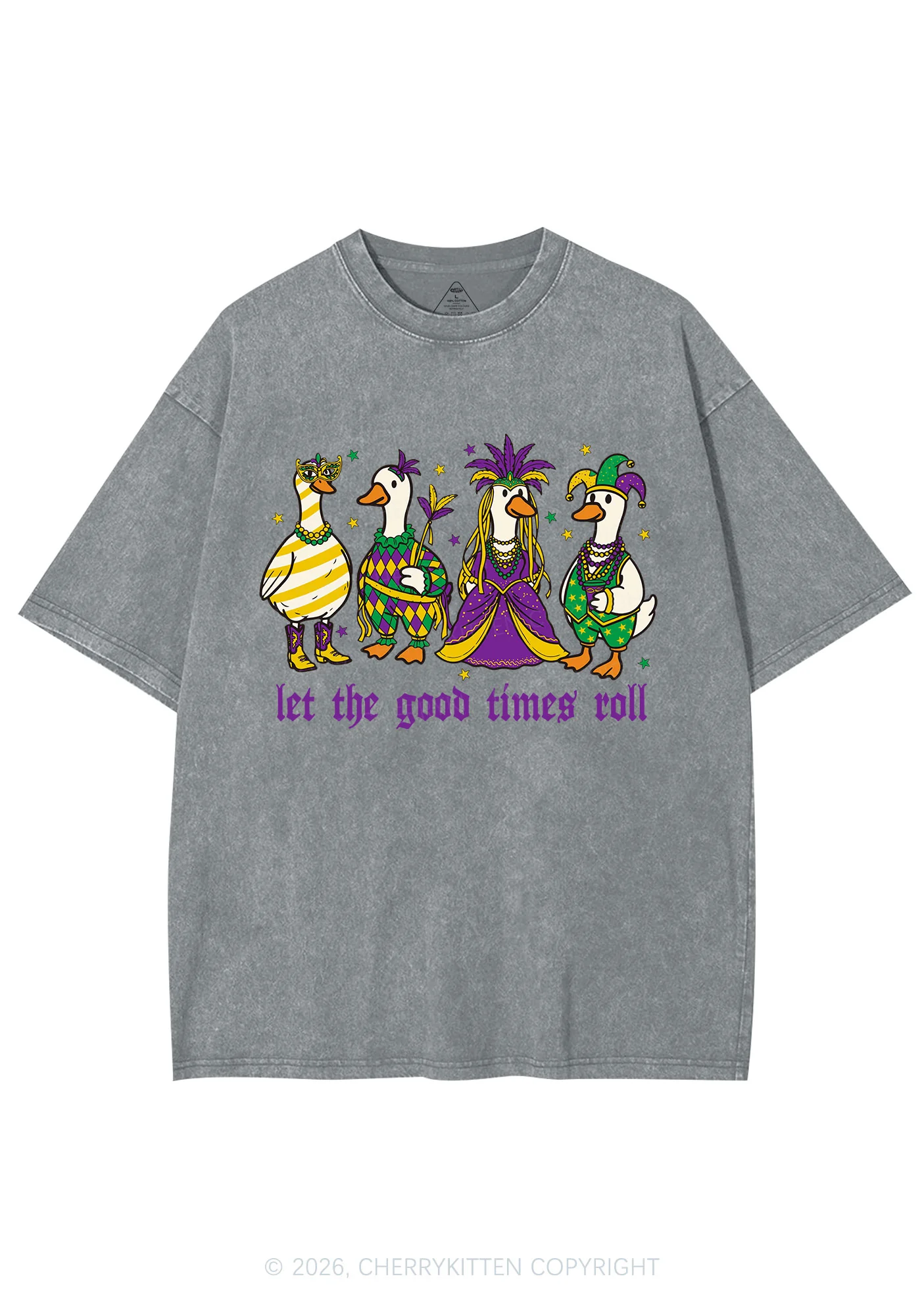 Let The Good Times Roll Y2K Shirts Washed Tee Cherrykitten - Image 8