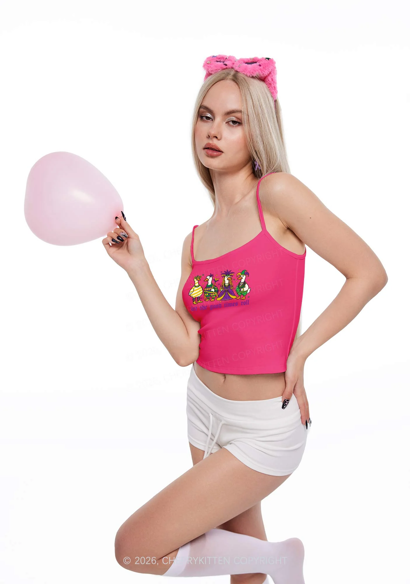 Let The Good Times Roll Y2K Spaghetti Strap Cami Cherrykitten - Image 2