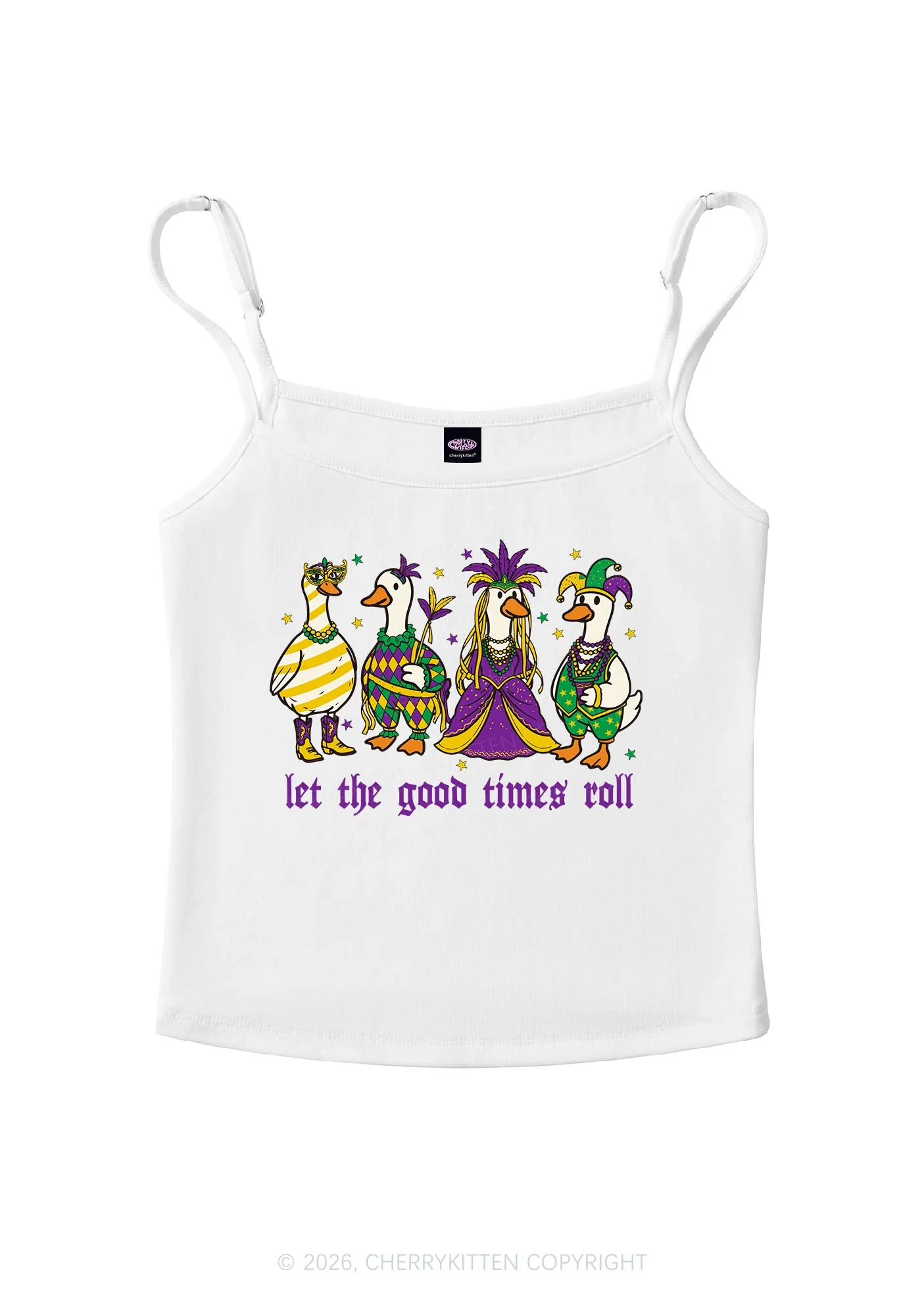 Let The Good Times Roll Y2K Spaghetti Strap Cami Cherrykitten - Image 3