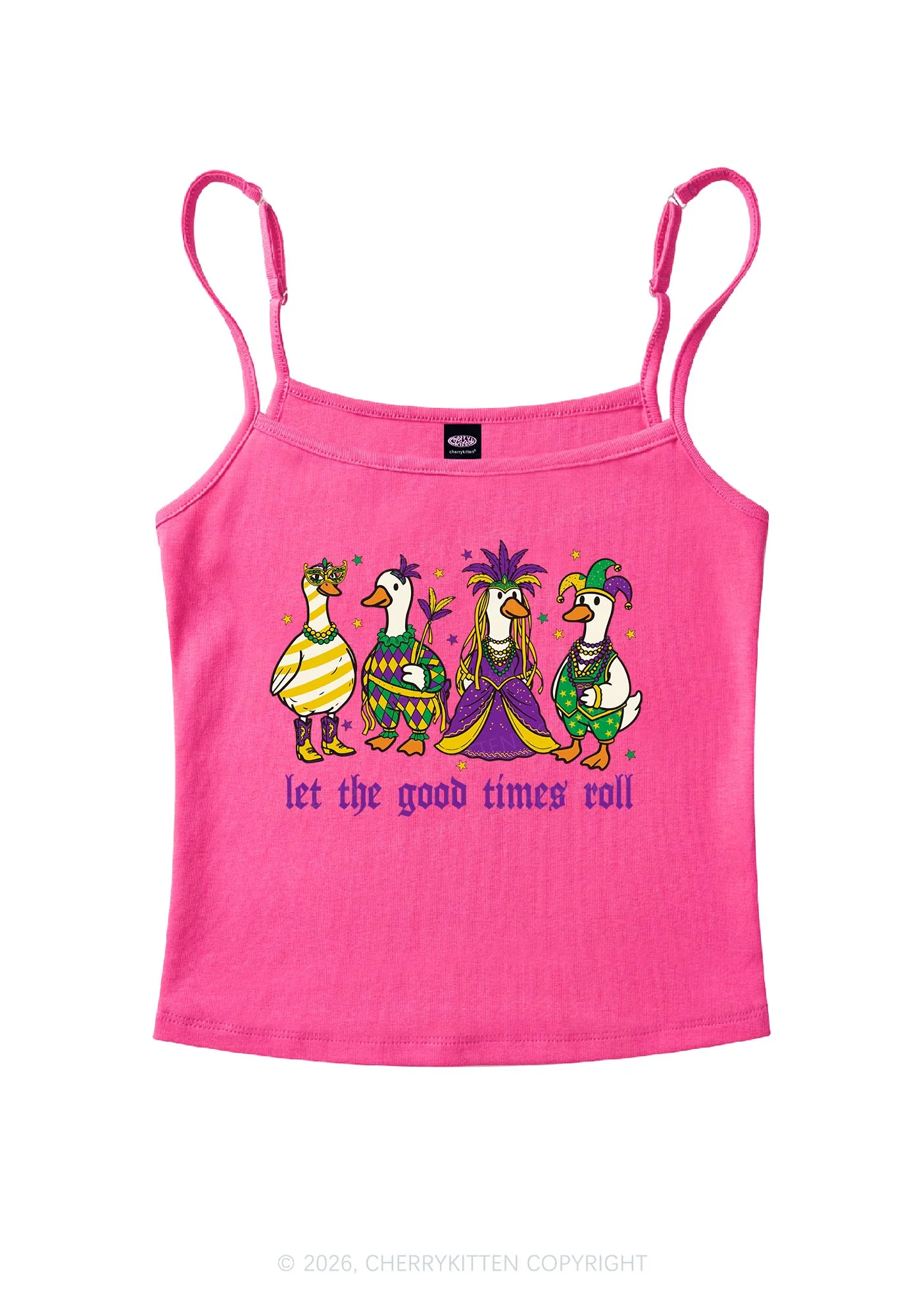 Let The Good Times Roll Y2K Spaghetti Strap Cami Cherrykitten - Image 4