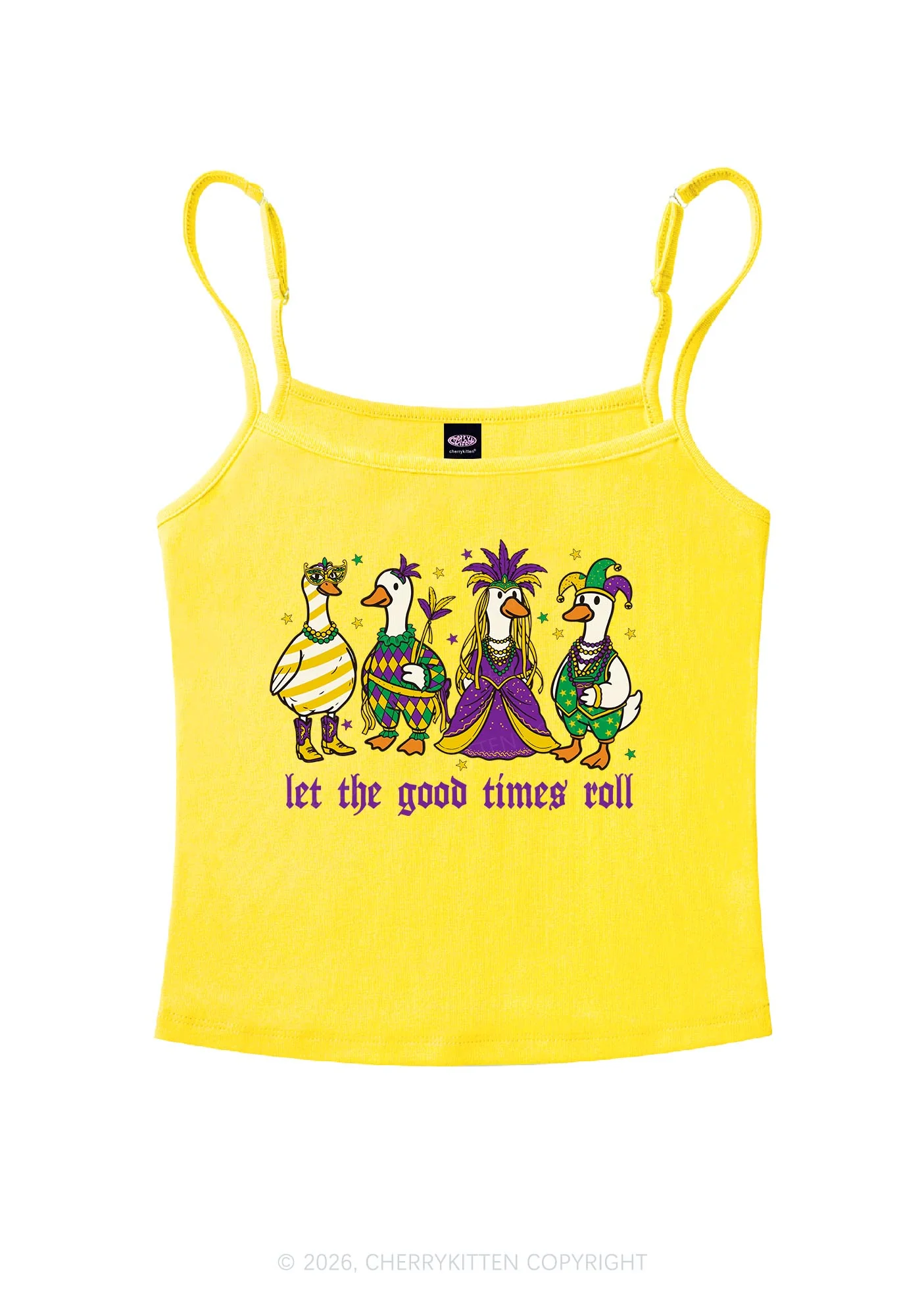 Let The Good Times Roll Y2K Spaghetti Strap Cami Cherrykitten - Image 5