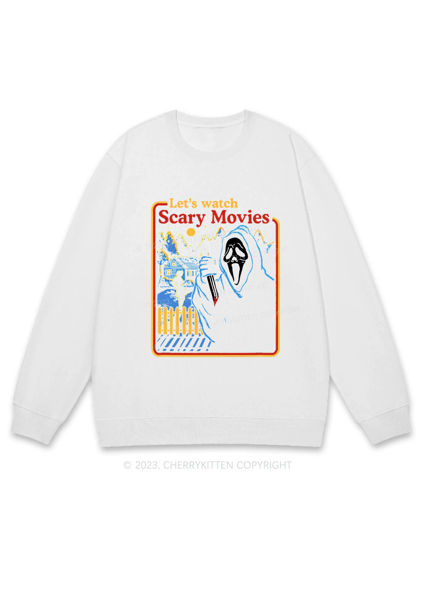 Let's Watch Scary Movies Halloween Y2K Sweatshirt Cherrykitten - Image 3