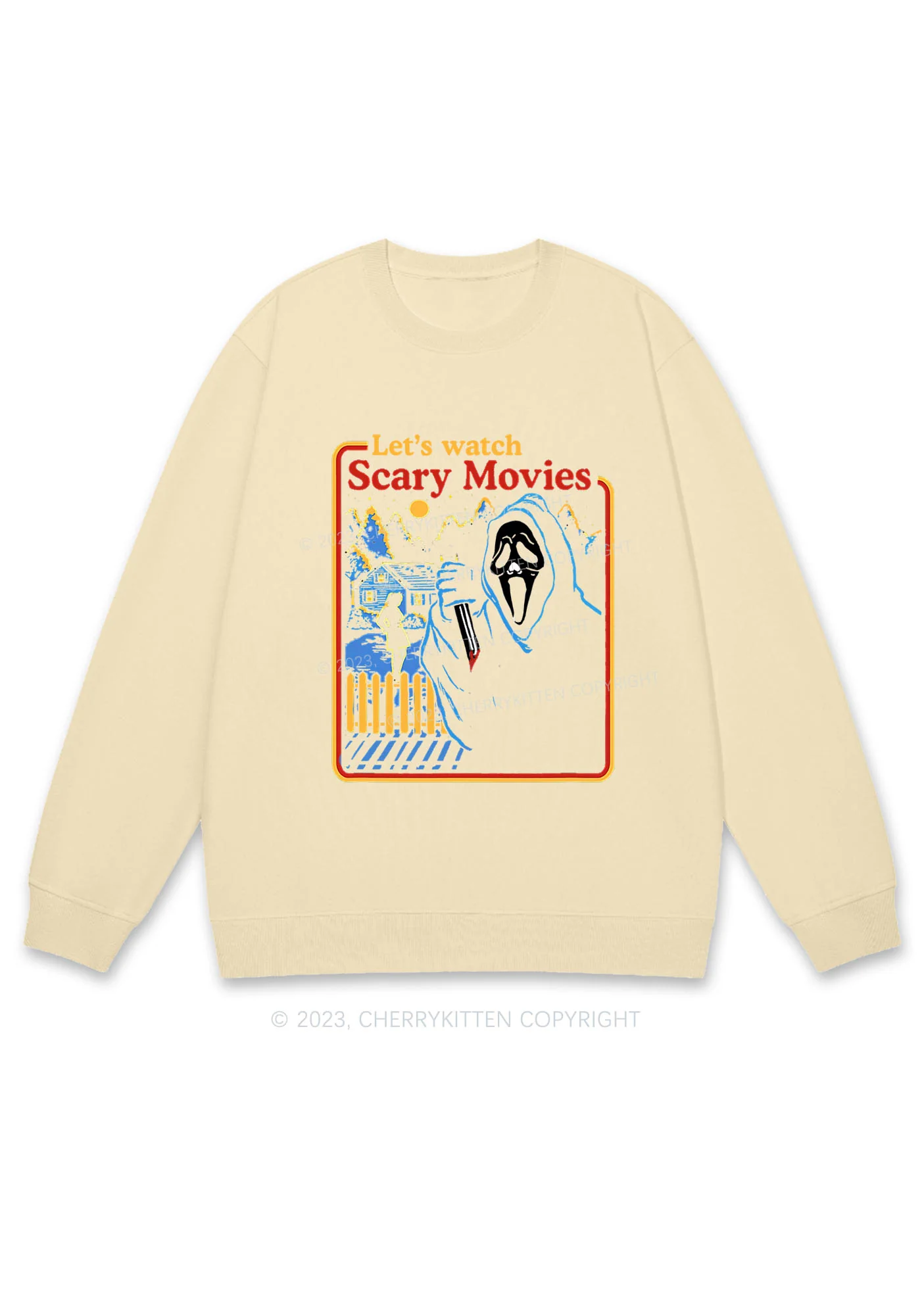 Let's Watch Scary Movies Halloween Y2K Sweatshirt Cherrykitten - Image 4