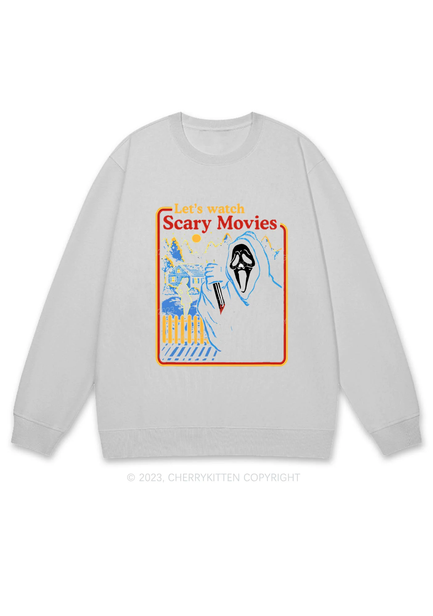Let's Watch Scary Movies Halloween Y2K Sweatshirt Cherrykitten - Image 5