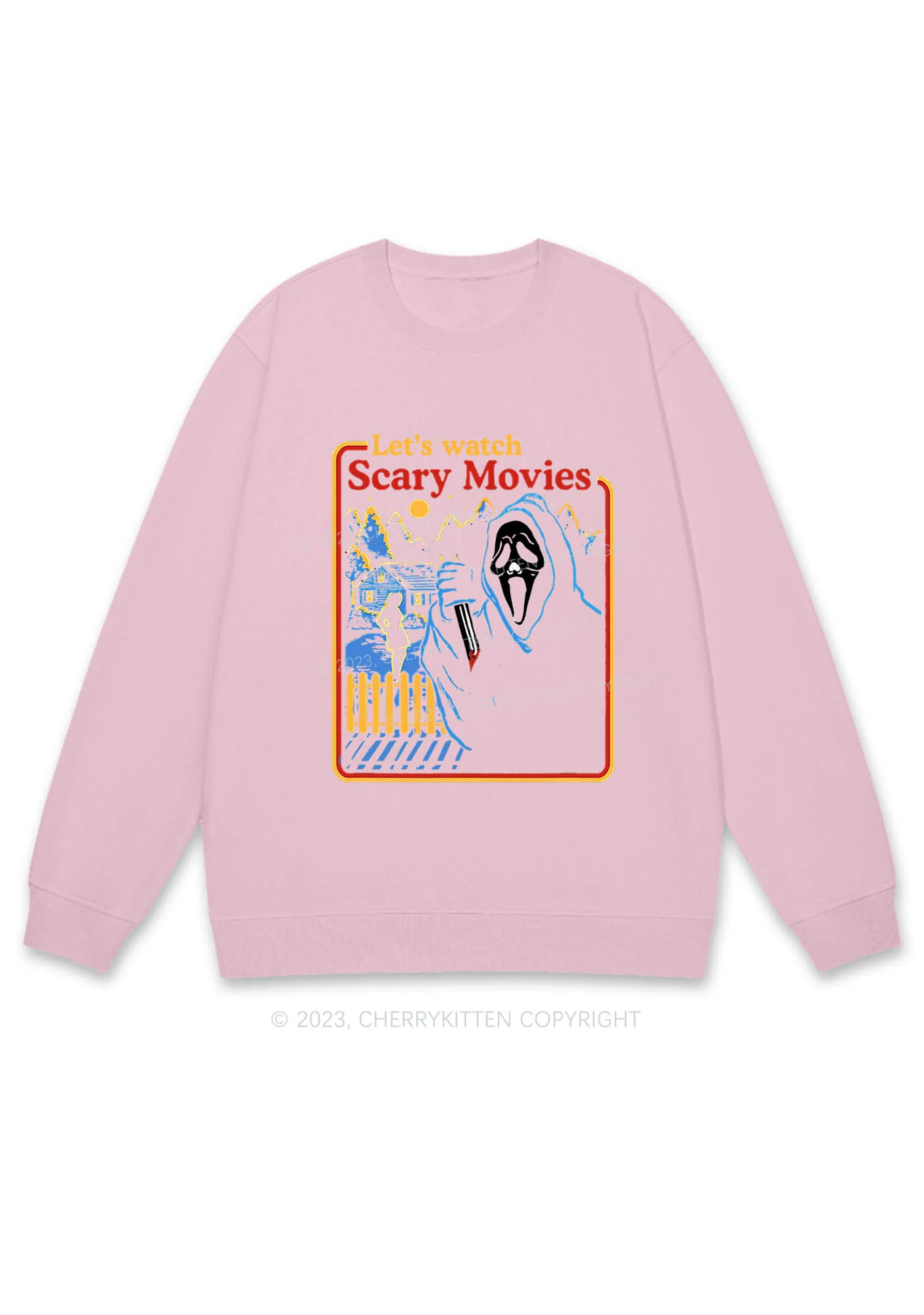 Let's Watch Scary Movies Halloween Y2K Sweatshirt Cherrykitten - Image 6