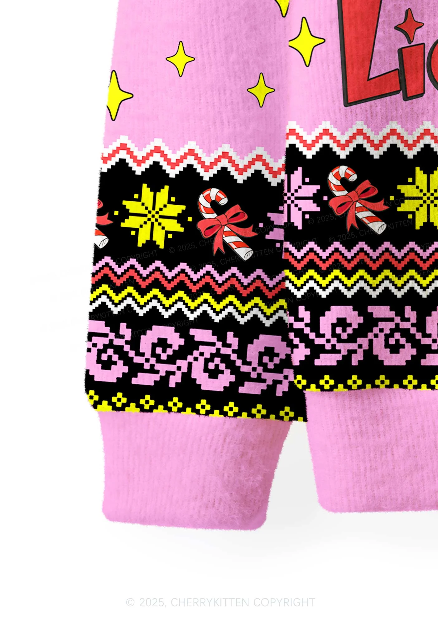 Lick Itself Y2K Christmas Cardigan Knit Sweatshirt Cherrykitten - Image 4