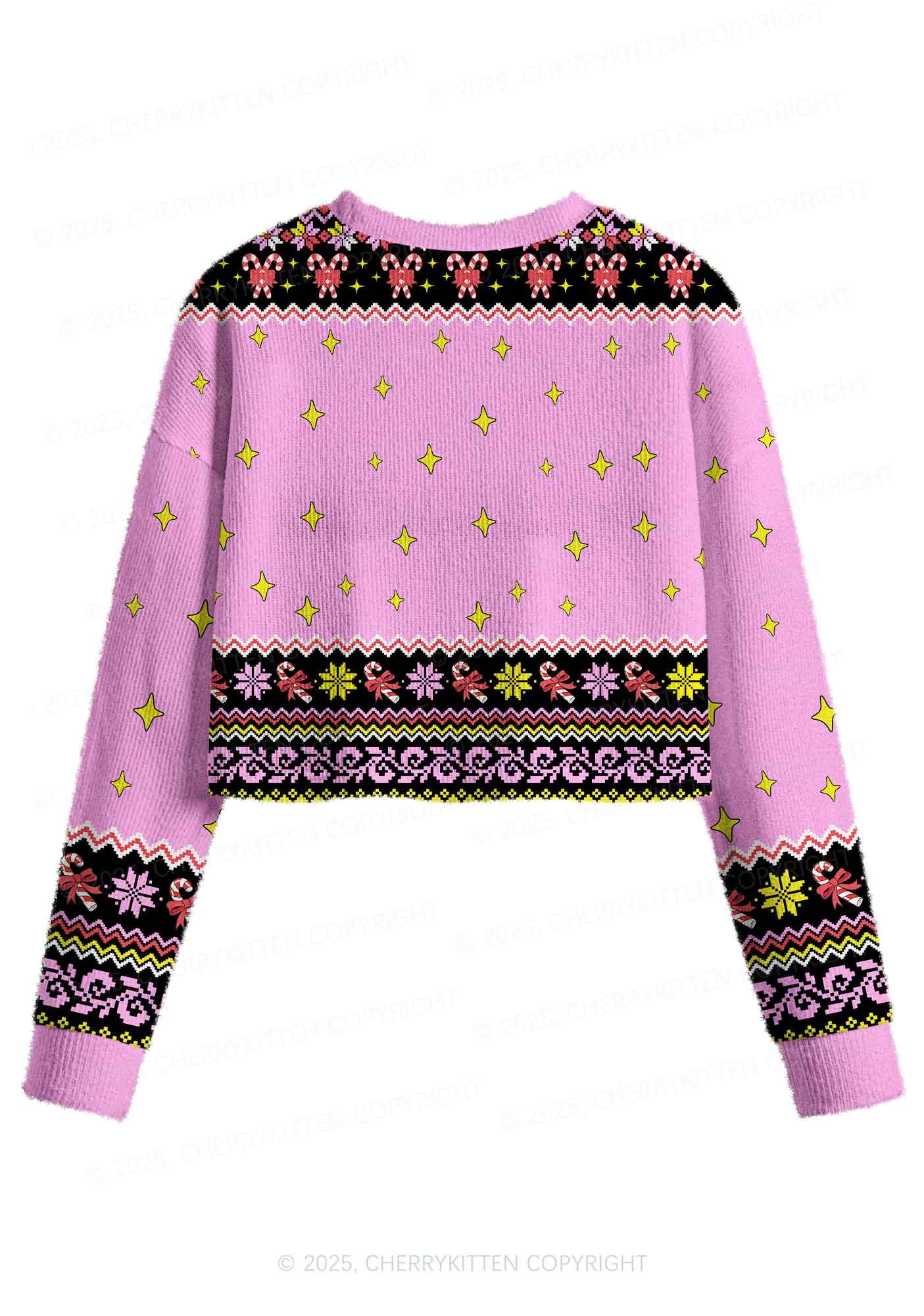 Lick Itself Y2K Christmas Crop Knit Sweatshirt Cherrykitten - Image 2