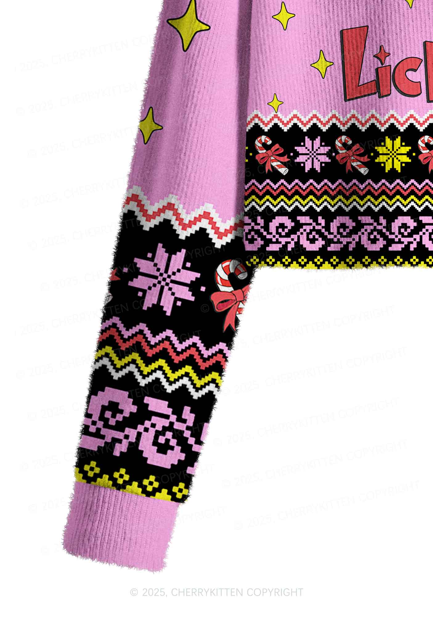 Lick Itself Y2K Christmas Crop Knit Sweatshirt Cherrykitten - Image 5