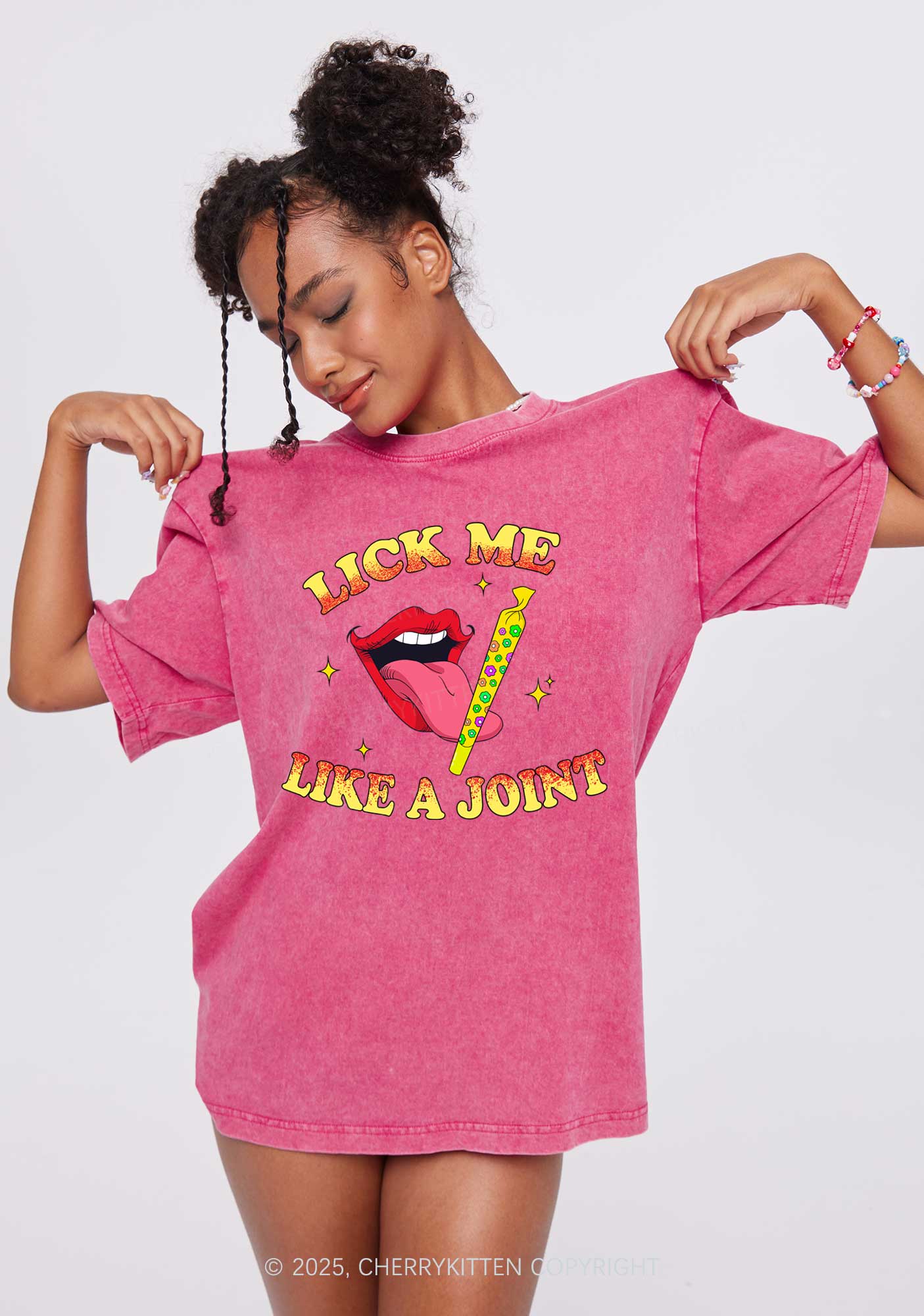 Lick Me Like A Joint Y2K Washed Tee Cherrykitten - Image 2