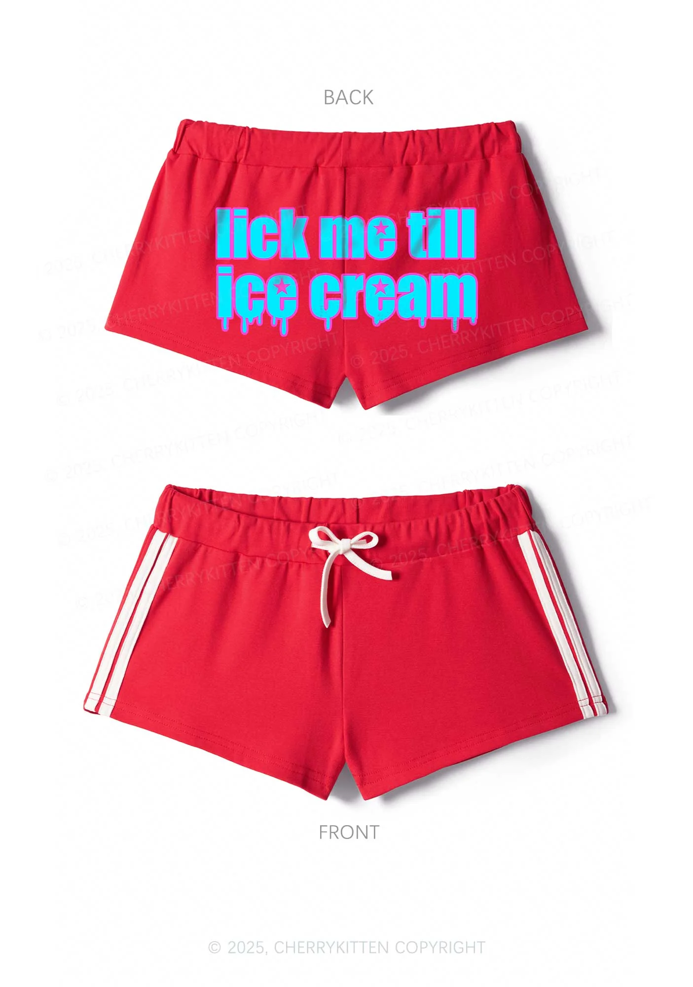 Lick Me Till Ice Cream Y2K Drawstring Mini Shorts Cherrykitten - Image 4
