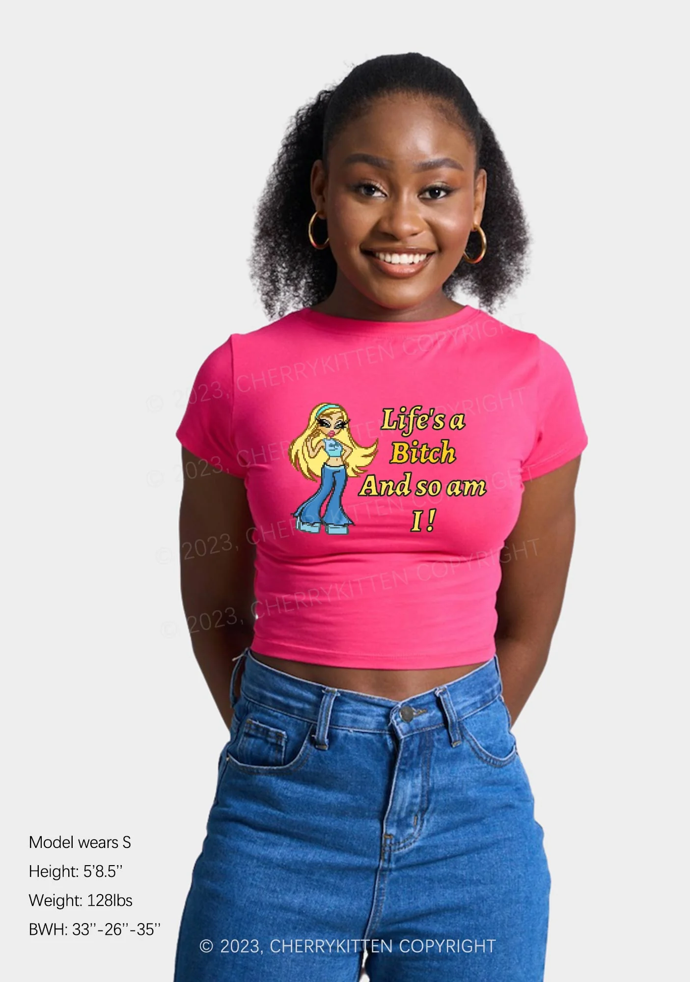 Life's A Bxxch And So Am I Y2K Baby Tee Cherrykitten - Image 2