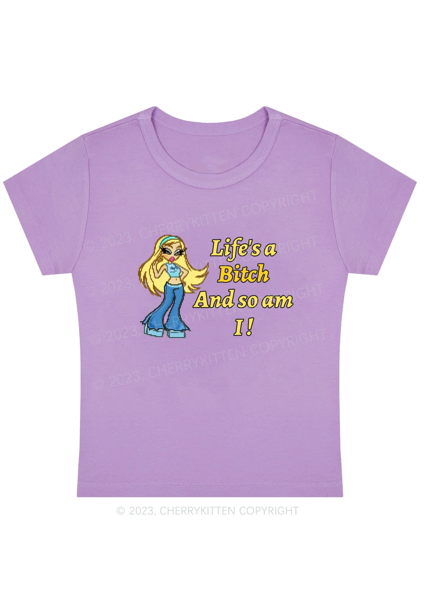 Life's A Bxxch And So Am I Y2K Baby Tee Cherrykitten - Image 5