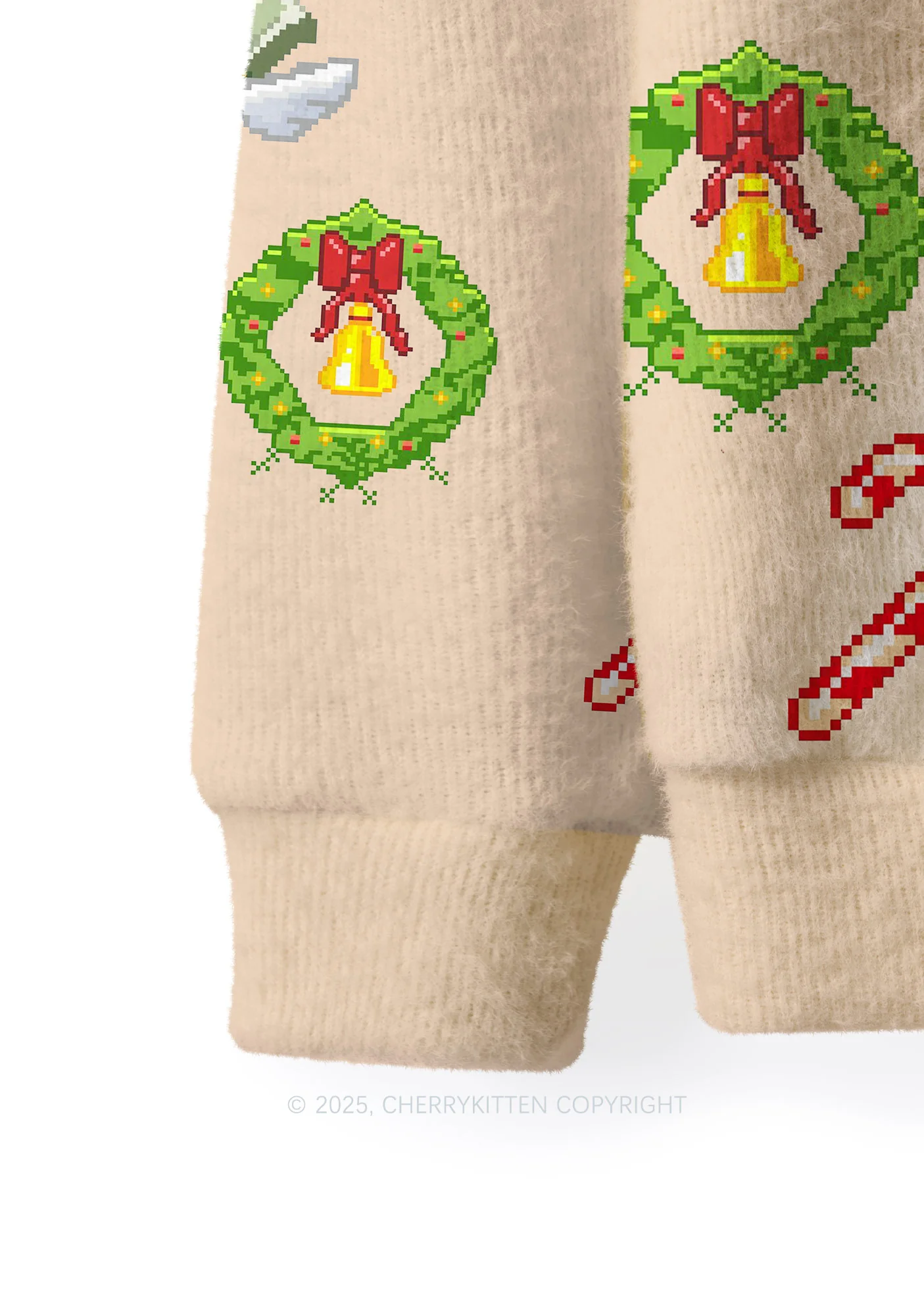 Light Bikini Santa Y2K Christmas Knit Sweatshirt Cherrykitten - Image 4