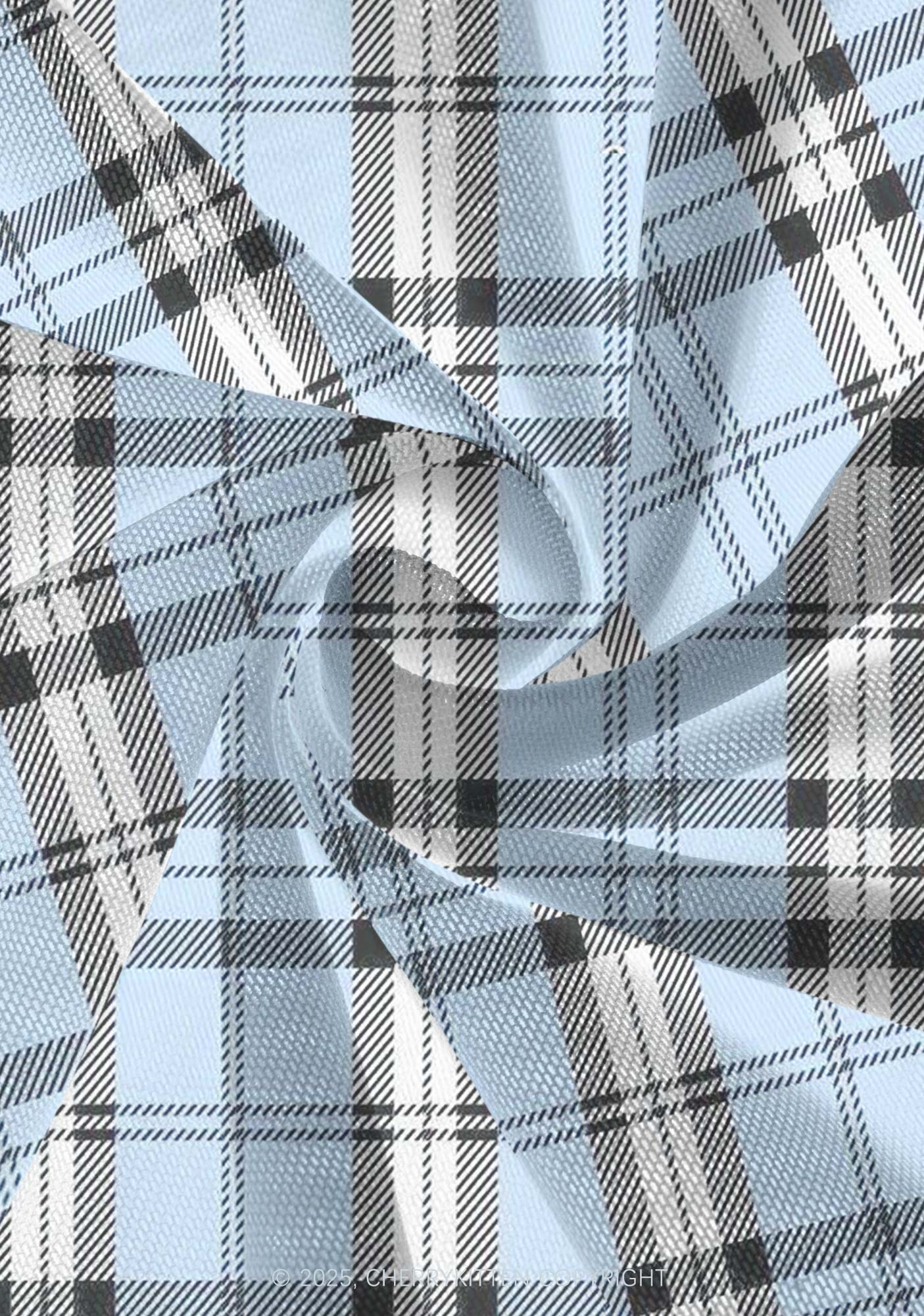 Light Blue Plaid Y2K Print Mini Layered Skirt Cherrykitten - Image 4