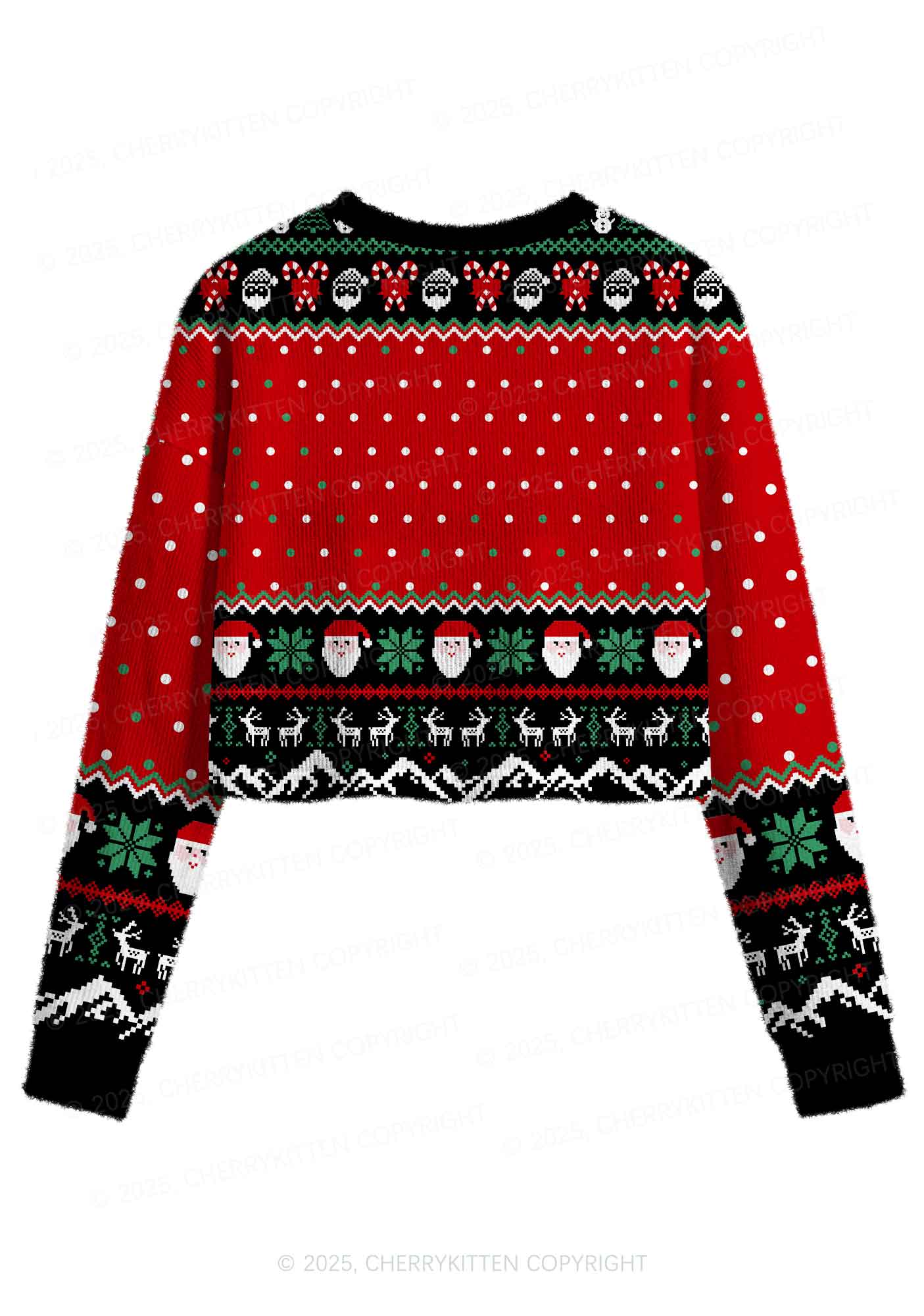 Light Cow Y2K Christmas Crop Knit Sweatshirt Cherrykitten - Image 2