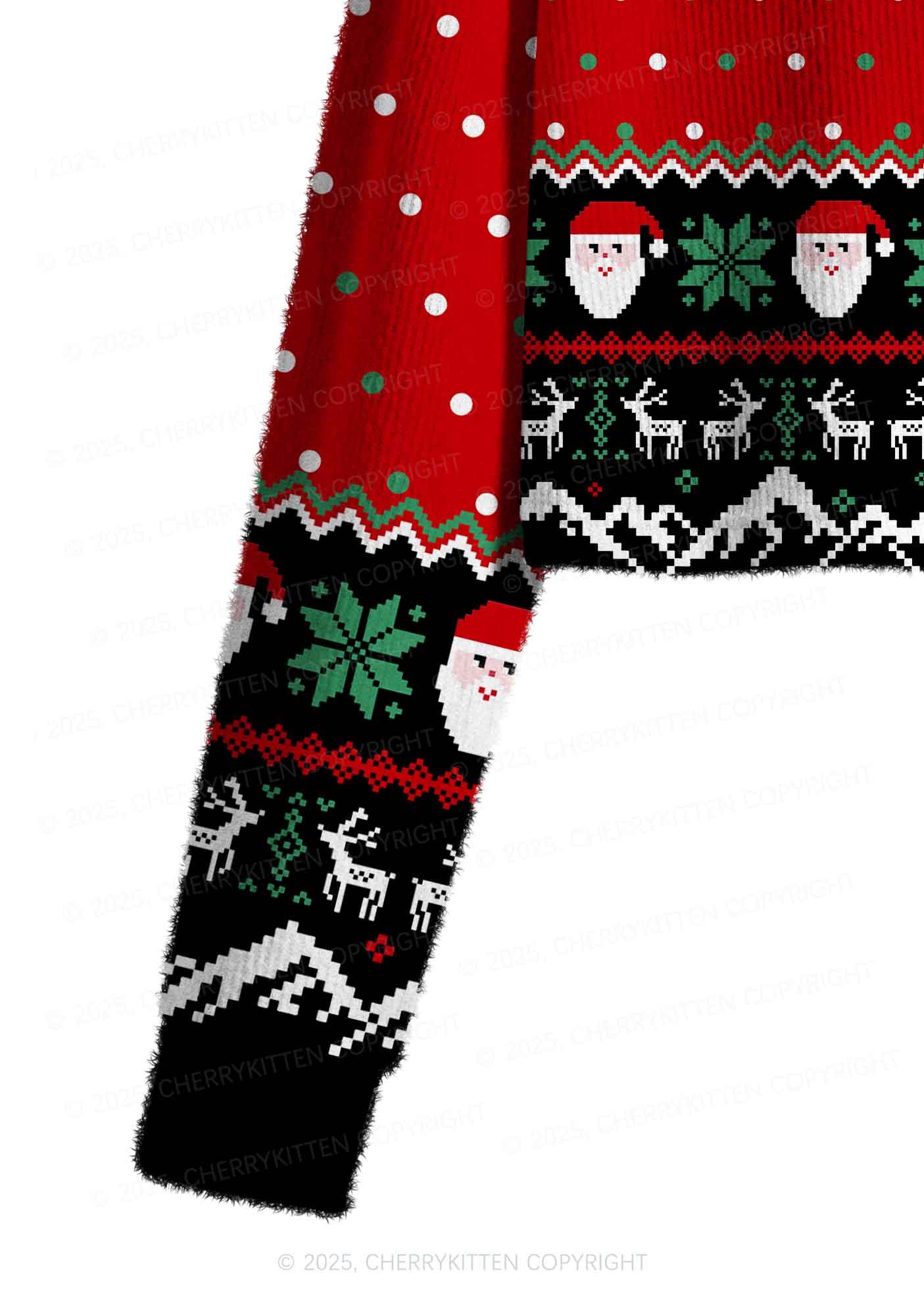 Light Cow Y2K Christmas Crop Knit Sweatshirt Cherrykitten - Image 5