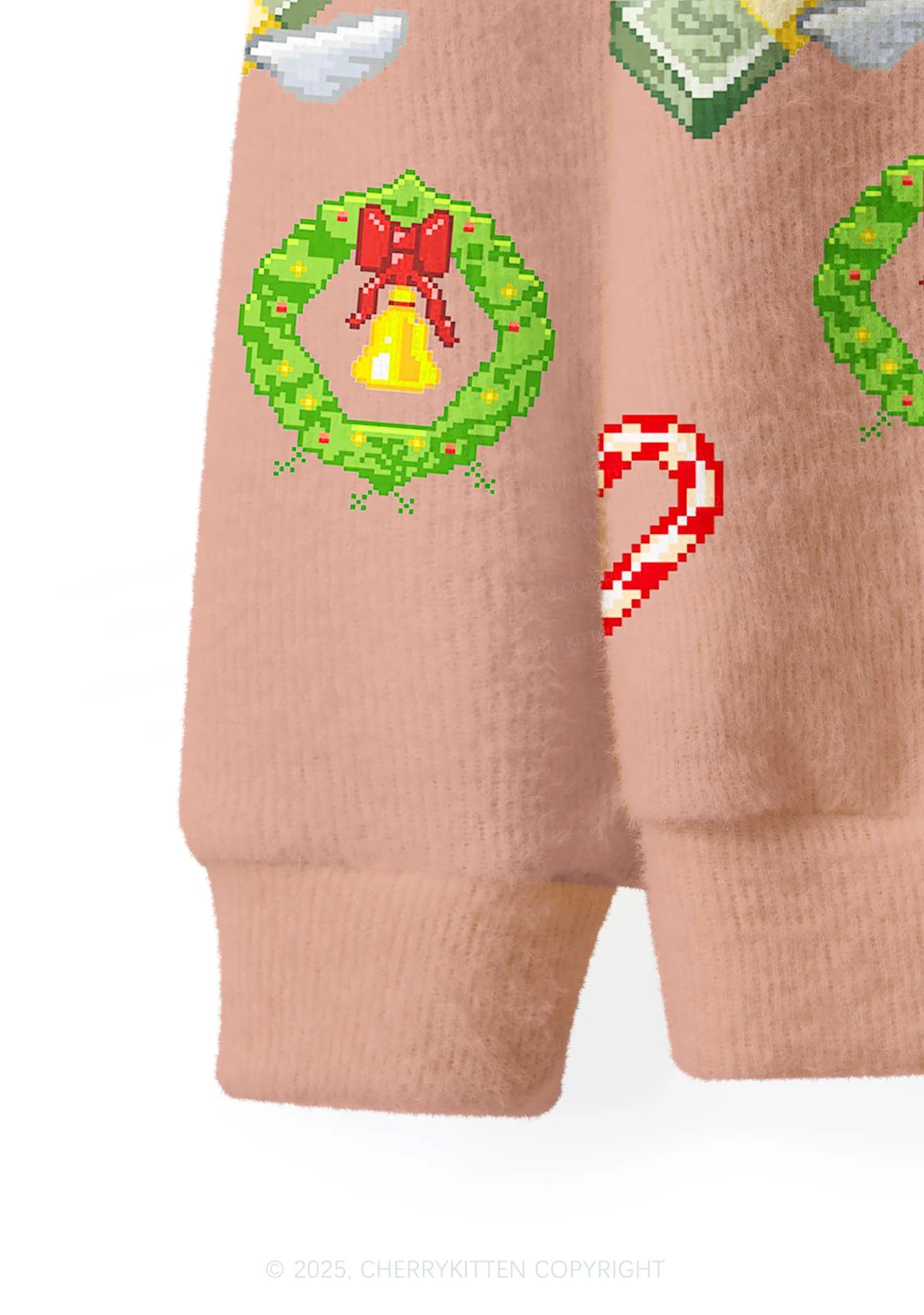 Light Muscle Santa Y2K Christmas Cardigan Knit Sweatshirt Cherrykitten - Image 4