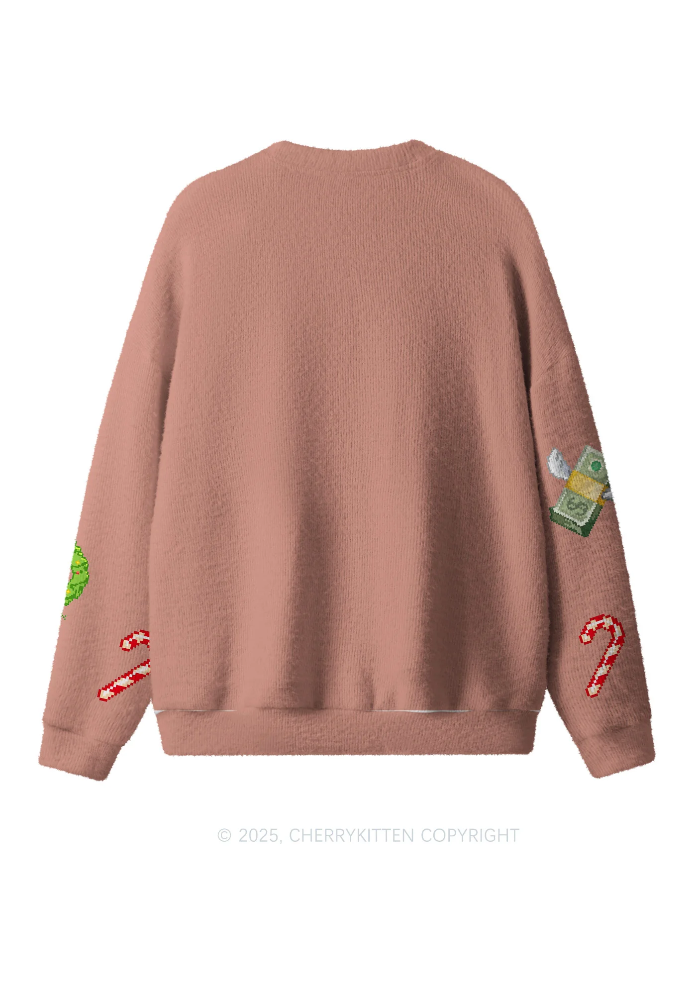 Light Muscle Santa Y2K Christmas Knit Sweatshirt Cherrykitten - Image 2