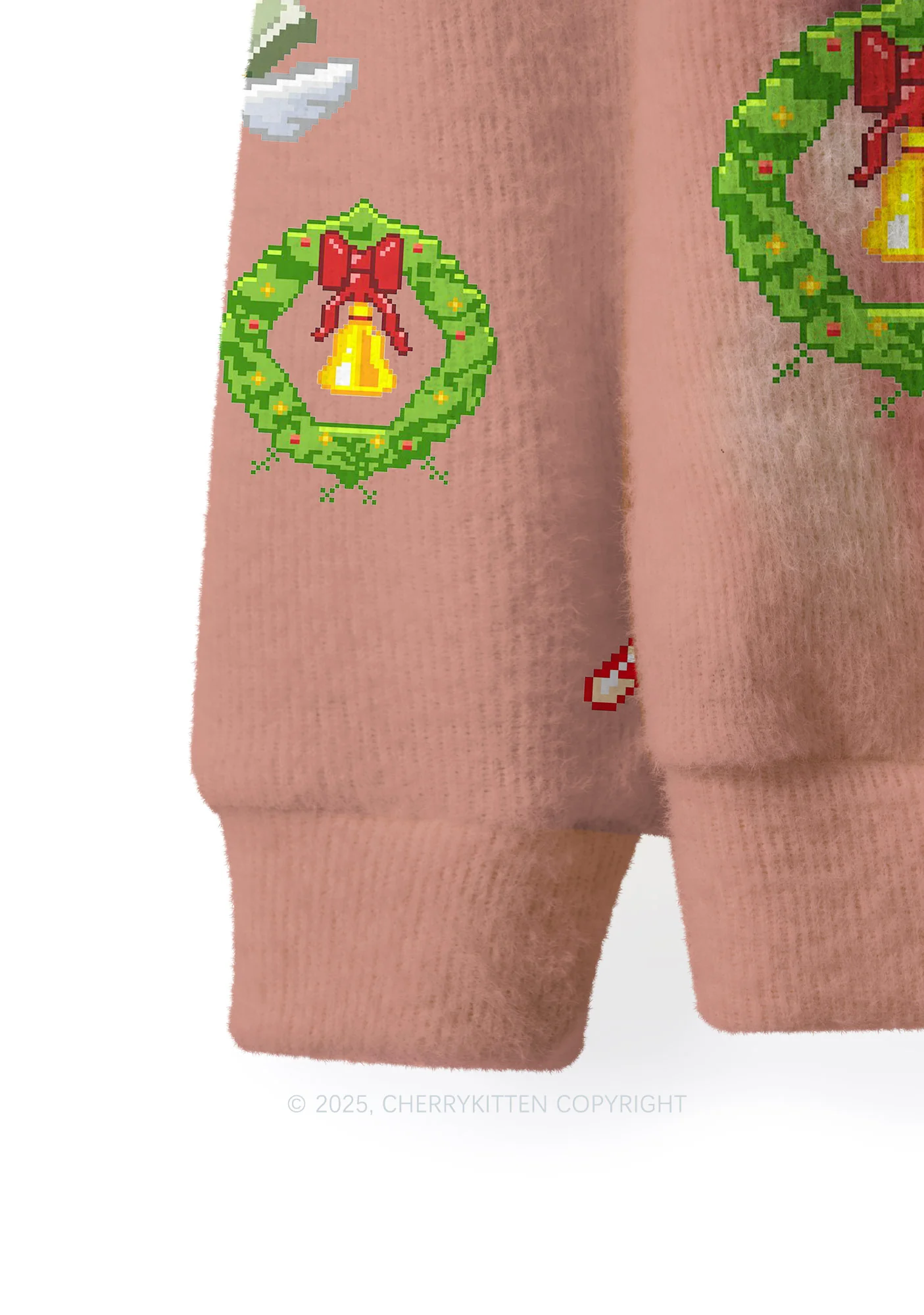 Light Muscle Santa Y2K Christmas Knit Sweatshirt Cherrykitten - Image 4