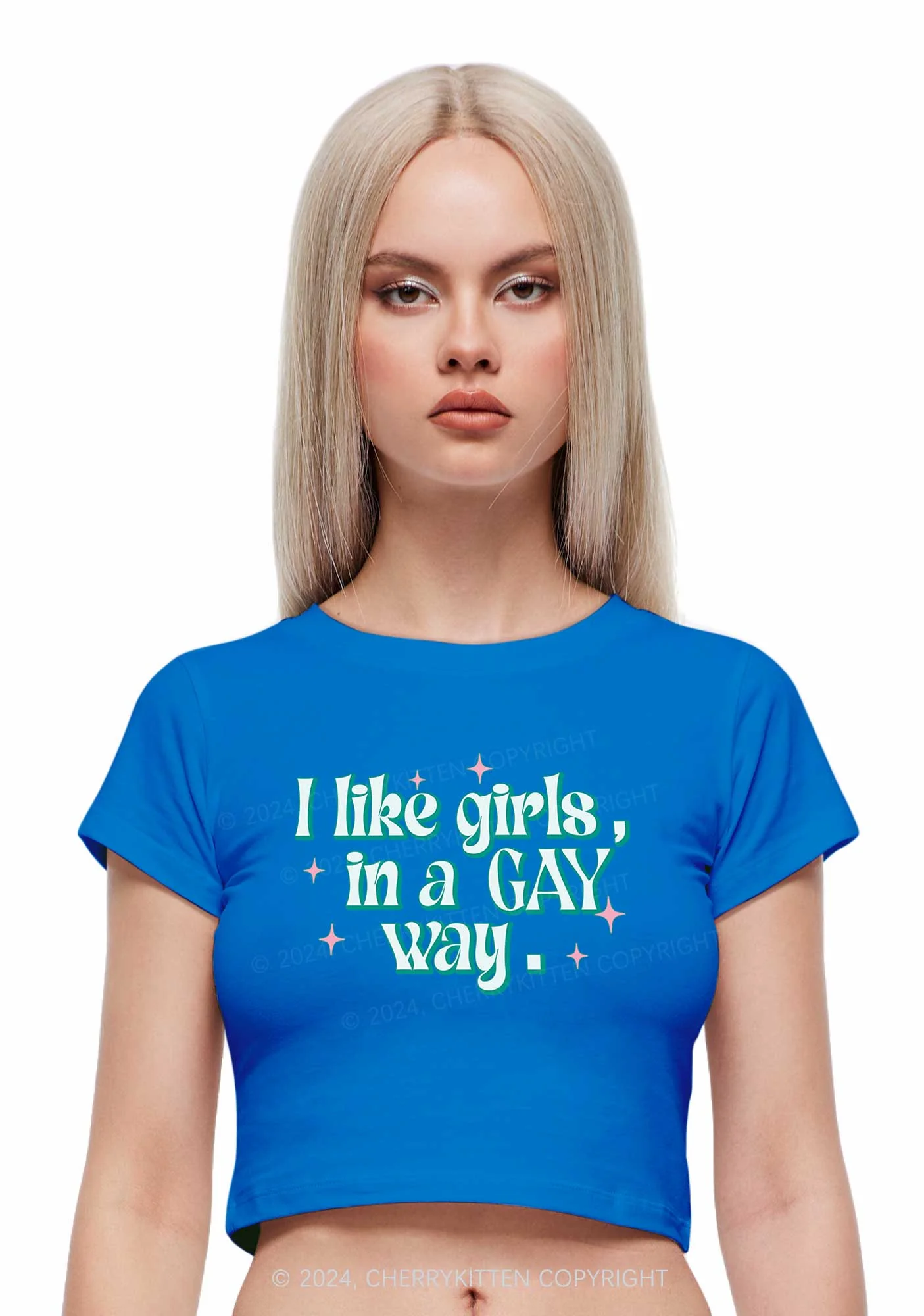 Like Girls In Gay Way Y2K Baby Tee Cherrykitten - Image 3