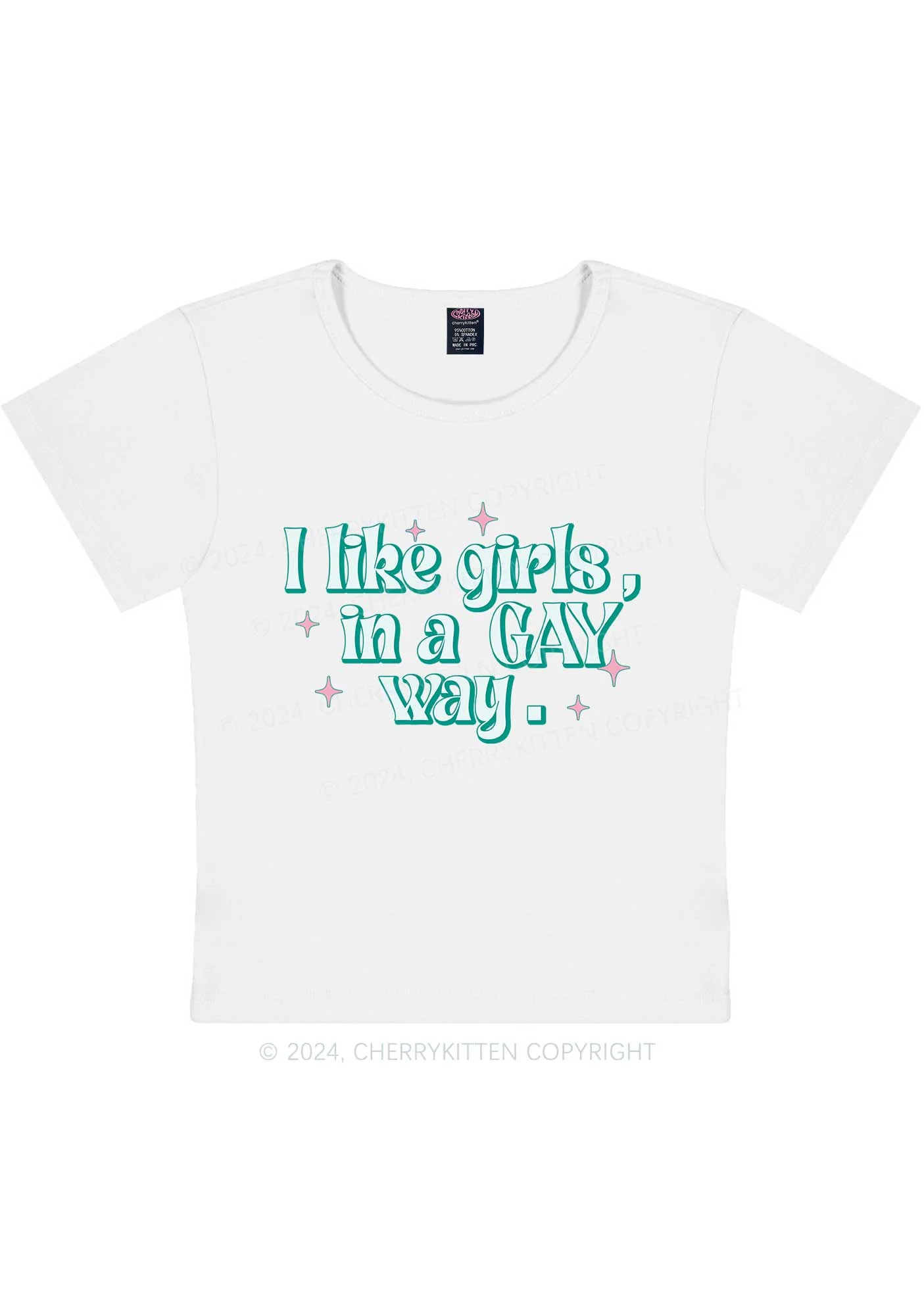 Like Girls In Gay Way Y2K Baby Tee Cherrykitten - Image 5