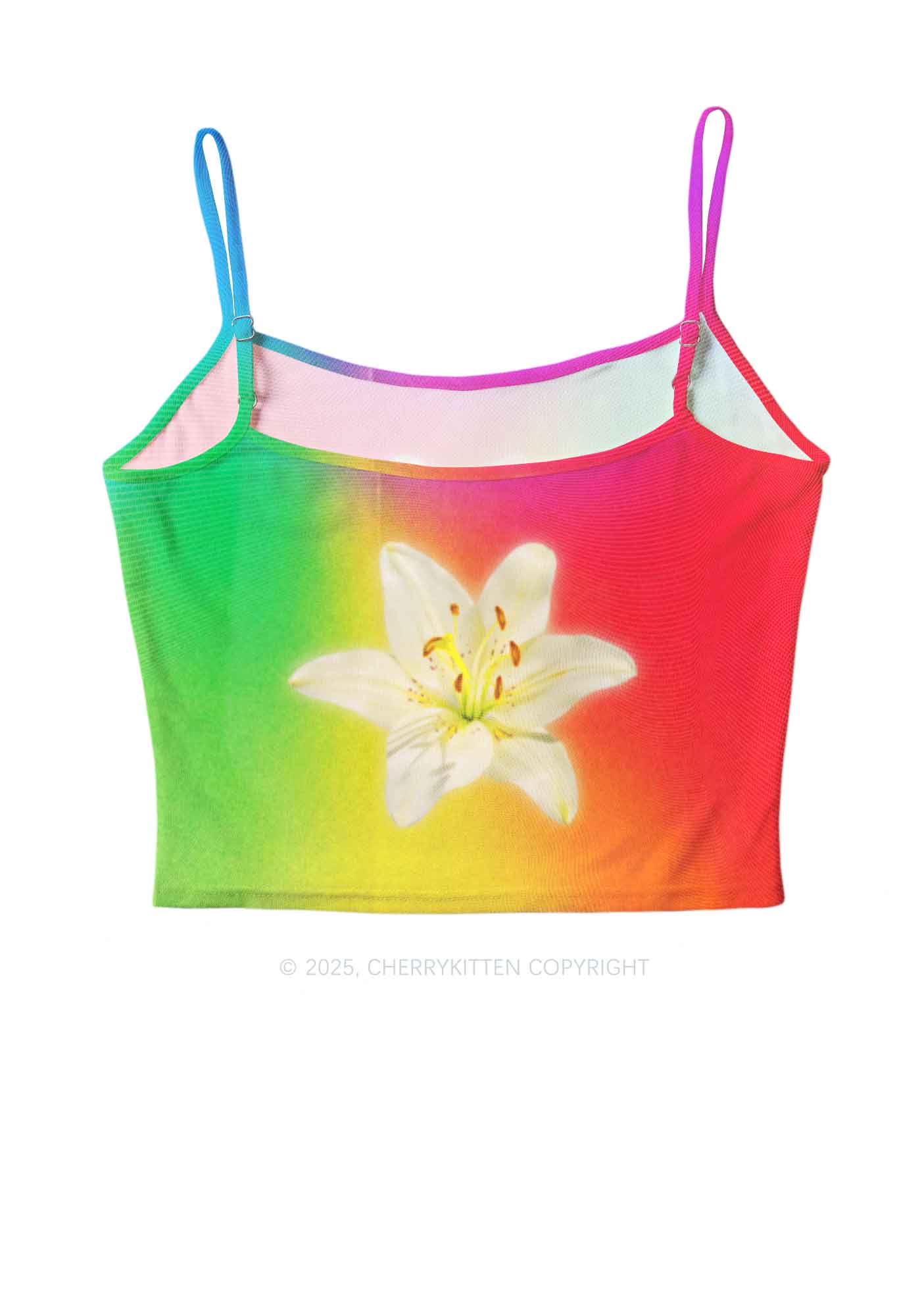 Lily in Rainbow Pride Y2K Mesh Cami Tank Cherrykitten - Image 3