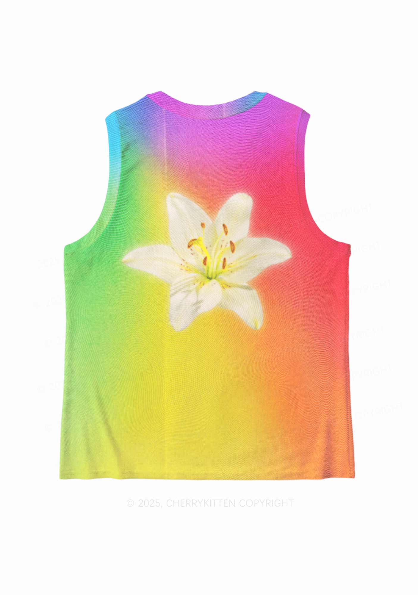 Lily in Rainbow Pride Y2K Mesh Muscle Tank Cherrykitten - Image 3