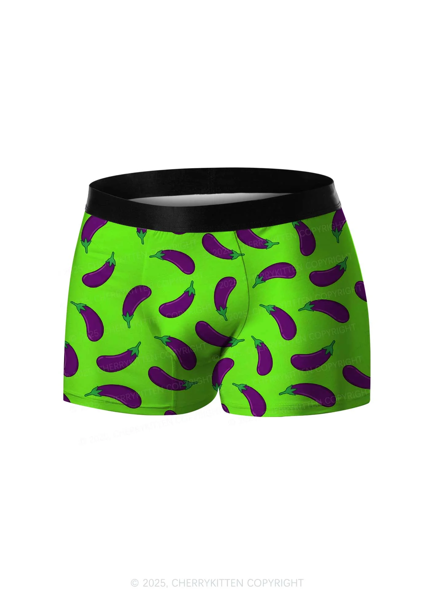 Lime Green Eggplant Y2K Print Men Boxer Briefs Cherrykitten - Image 3