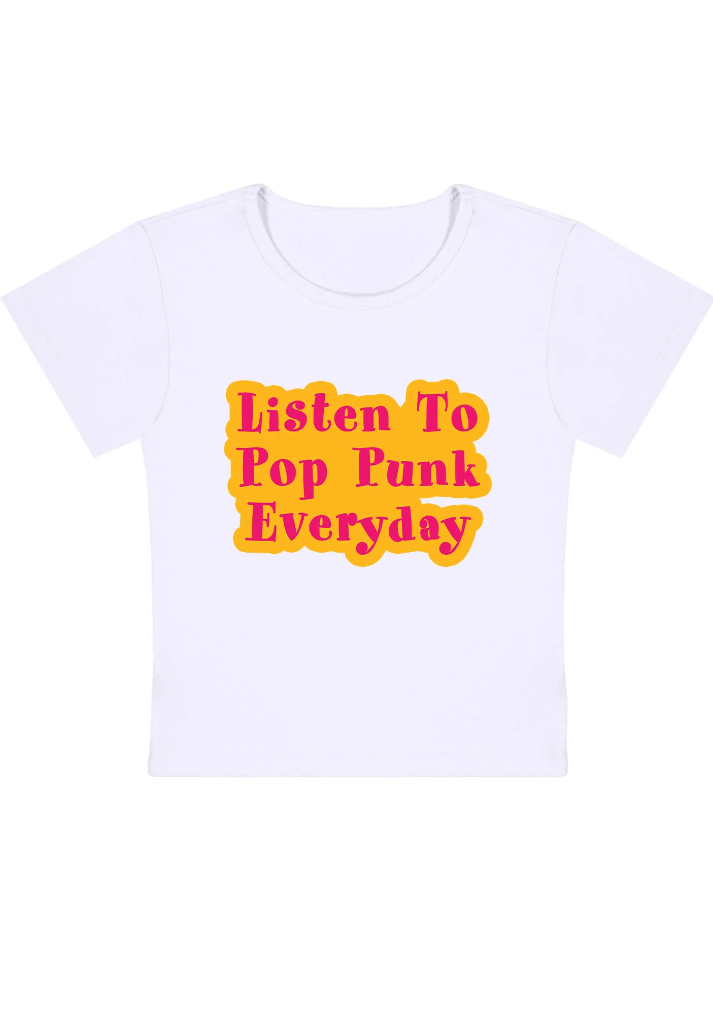 Listen To Pop Punk Everyday Y2K Baby Tee - Image 3