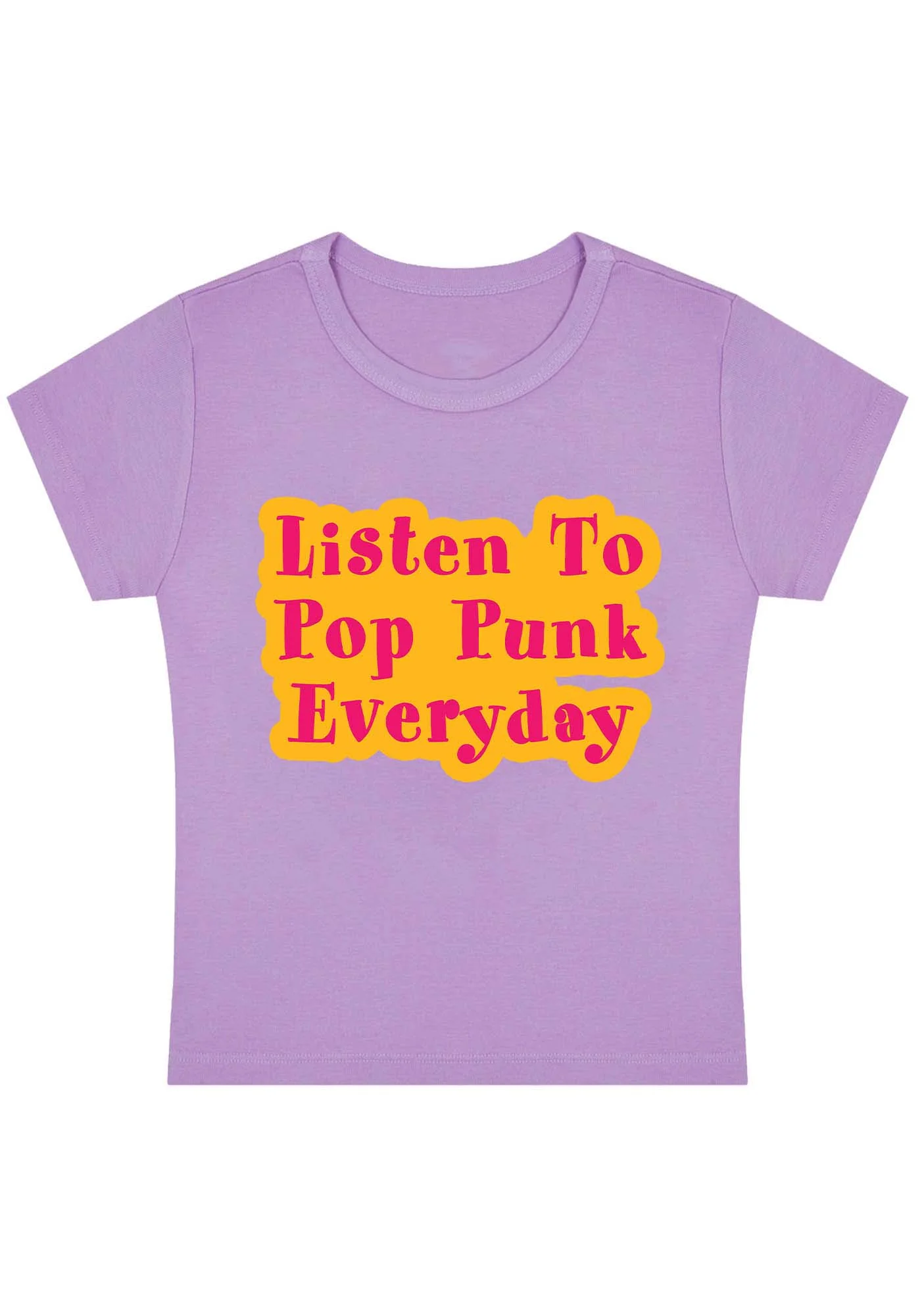 Listen To Pop Punk Everyday Y2K Baby Tee - Image 4