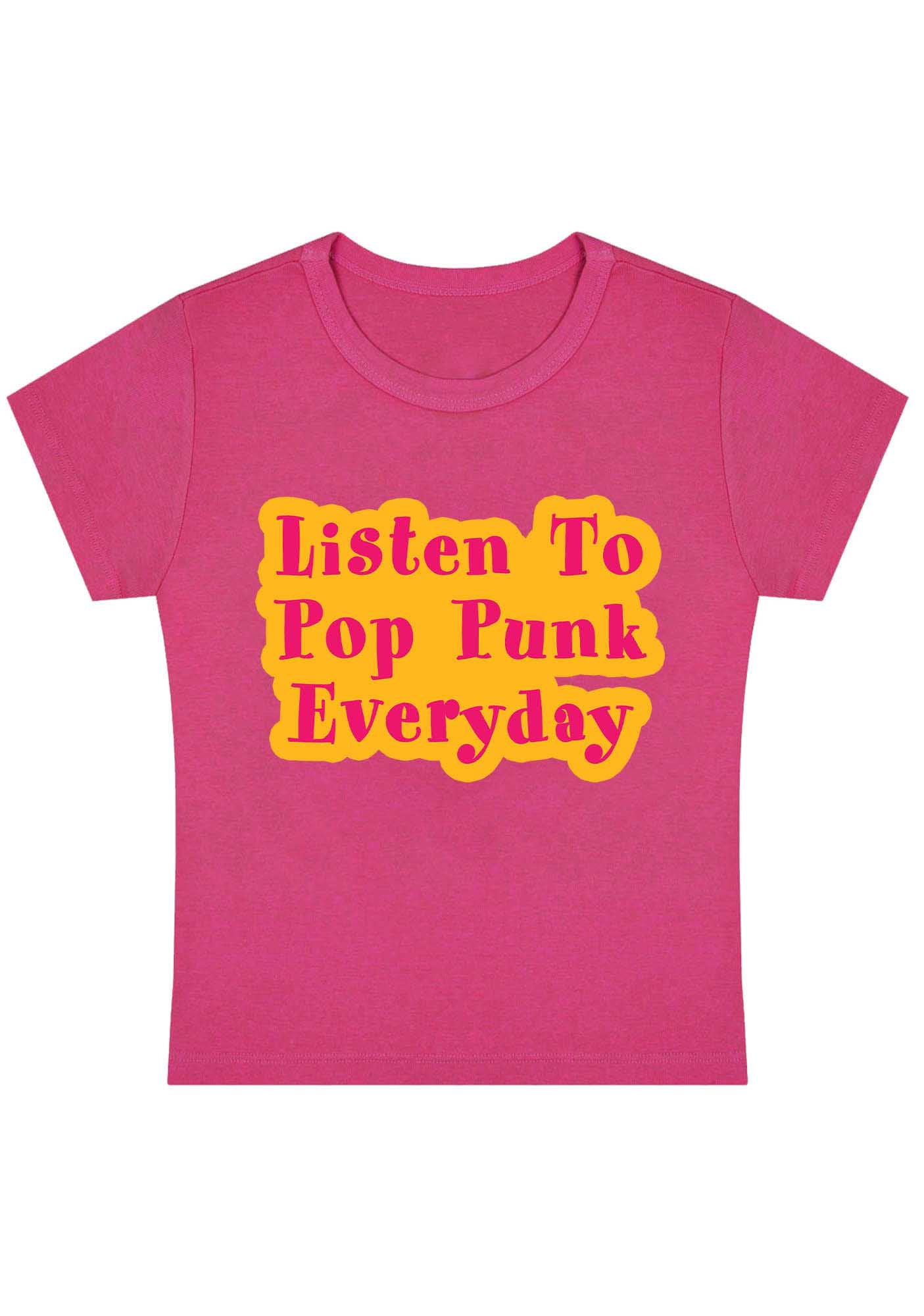 Listen To Pop Punk Everyday Y2K Baby Tee - Image 5
