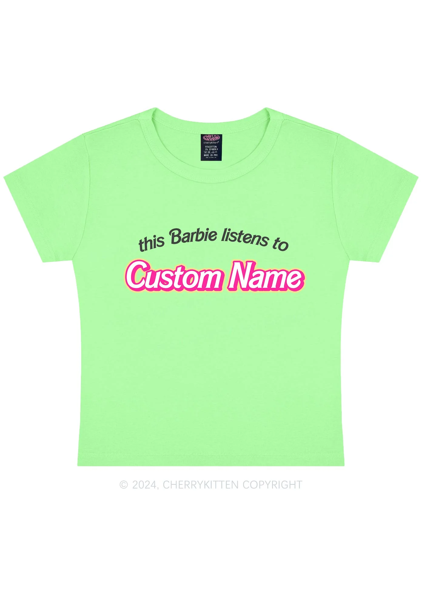 Listens To Custom Name Y2K Baby Tee Cherrykitten - Image 11