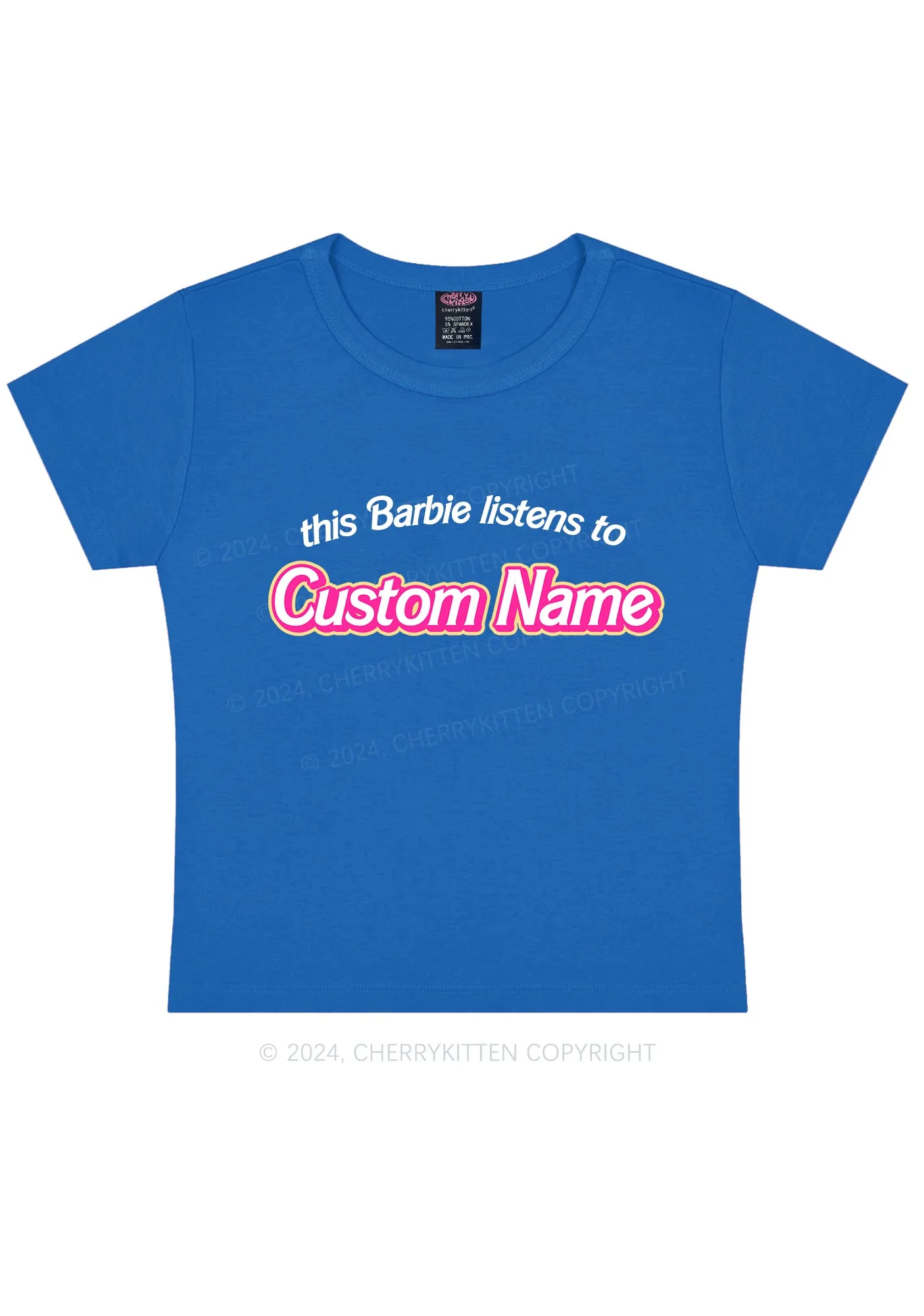 Listens To Custom Name Y2K Baby Tee Cherrykitten - Image 8