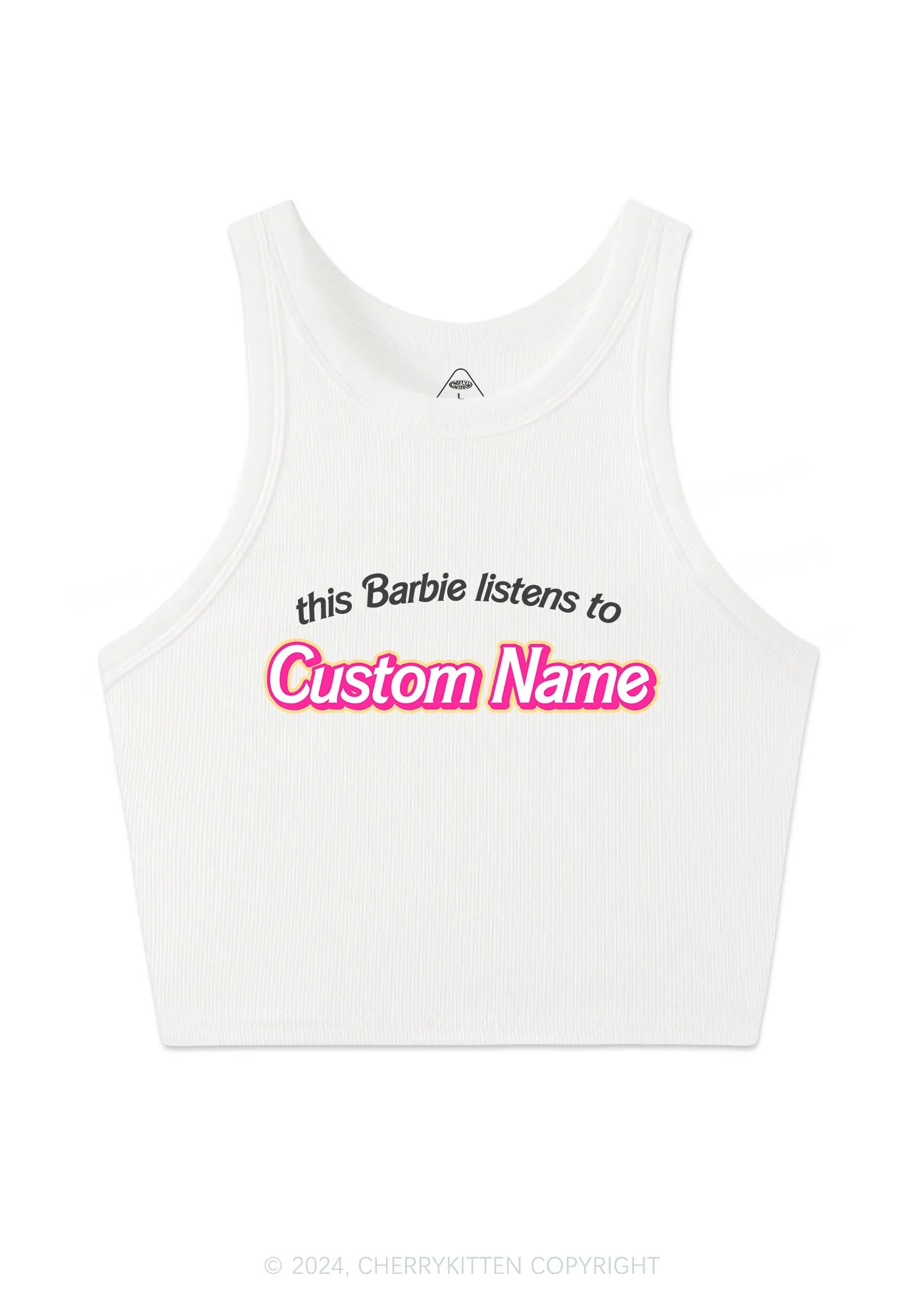 Listens To Custom Name Y2K Crop Tank Top Cherrykitten - Image 3
