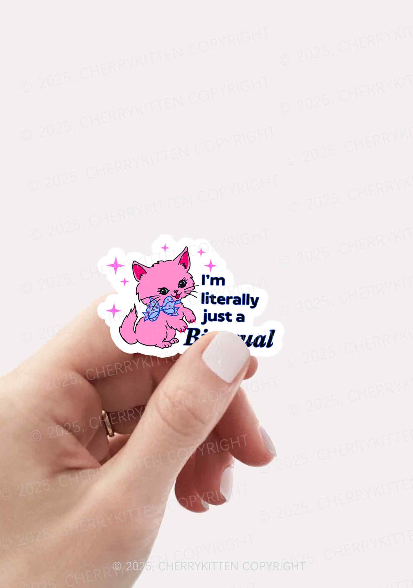 Literally Just A Bisexual Pride 1Pc Y2K Sticker Cherrykitten - Image 2