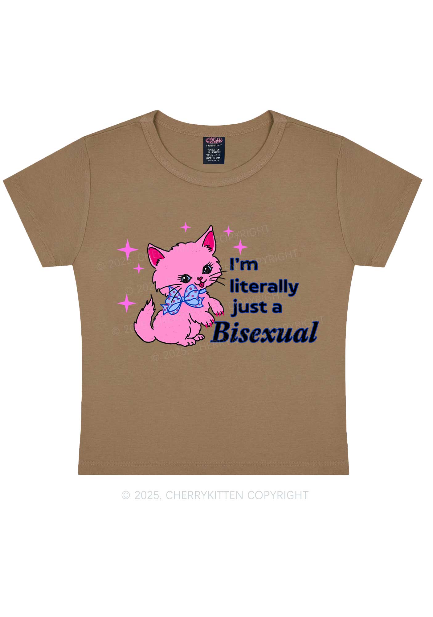 Literally Just A Bisexual Pride Y2K Baby Tee Cherrykitten - Image 10