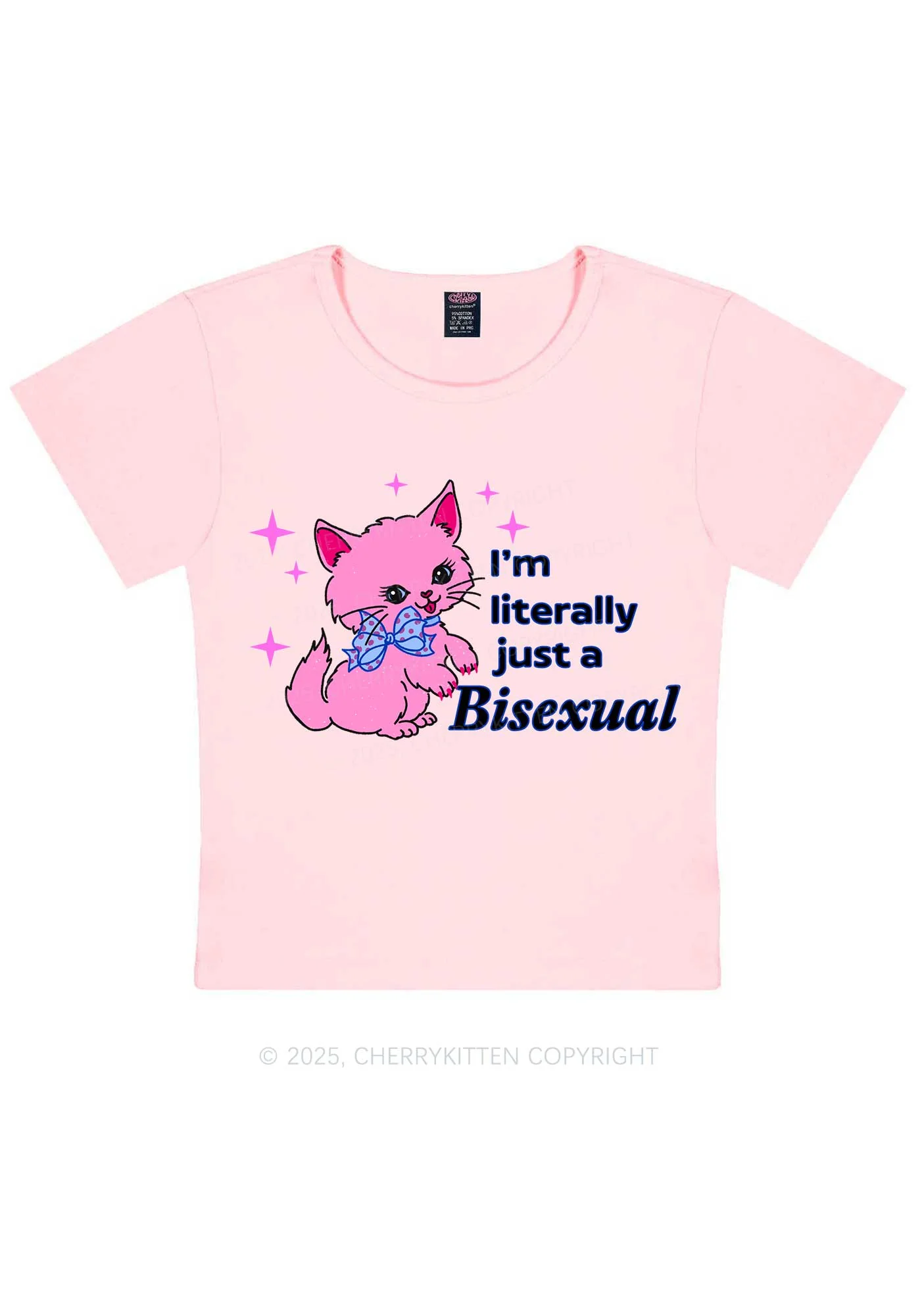 Literally Just A Bisexual Pride Y2K Baby Tee Cherrykitten - Image 11