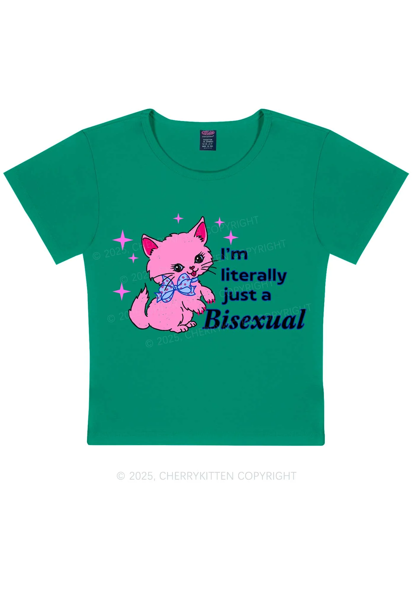 Literally Just A Bisexual Pride Y2K Baby Tee Cherrykitten - Image 12