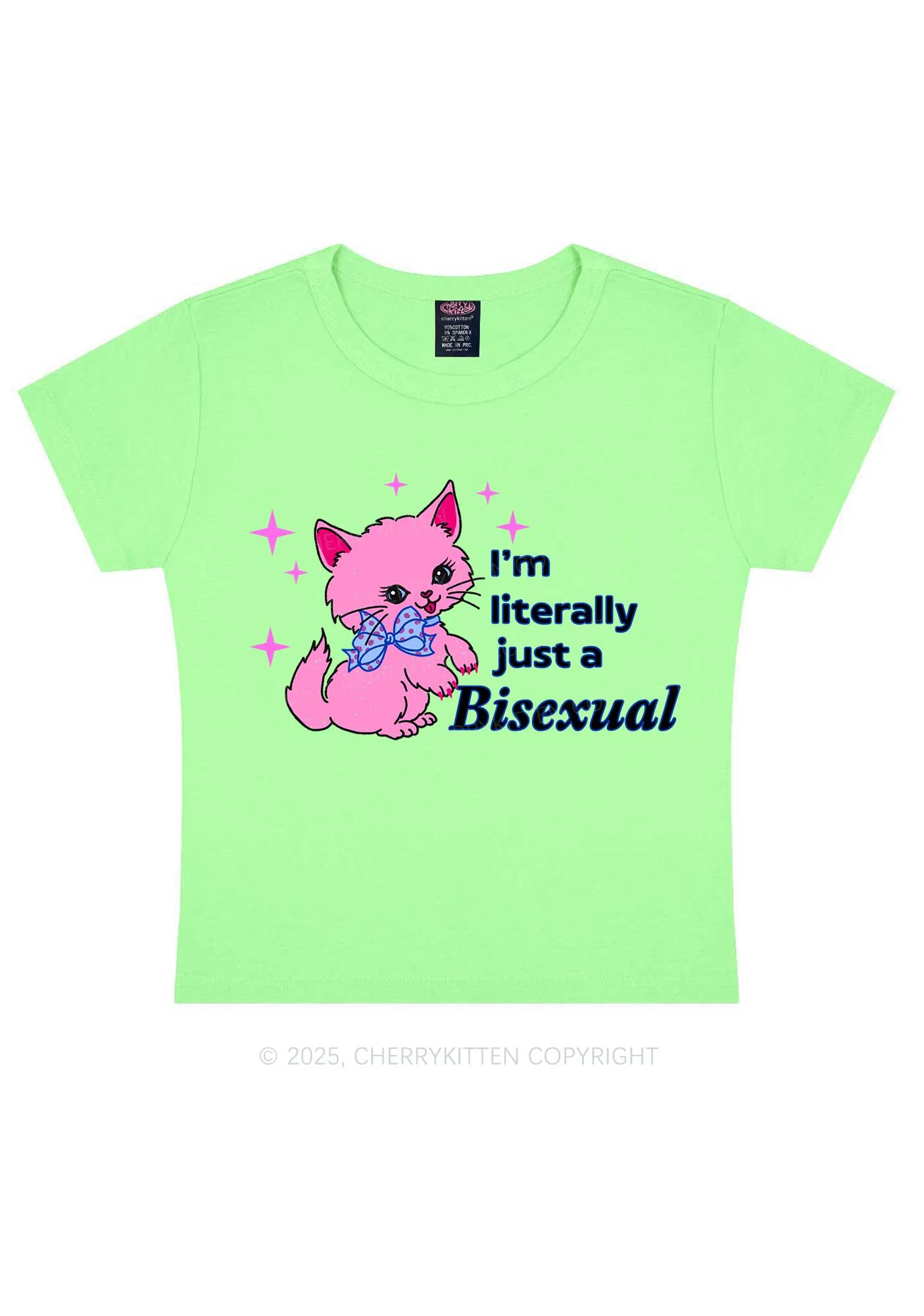 Literally Just A Bisexual Pride Y2K Baby Tee Cherrykitten - Image 13
