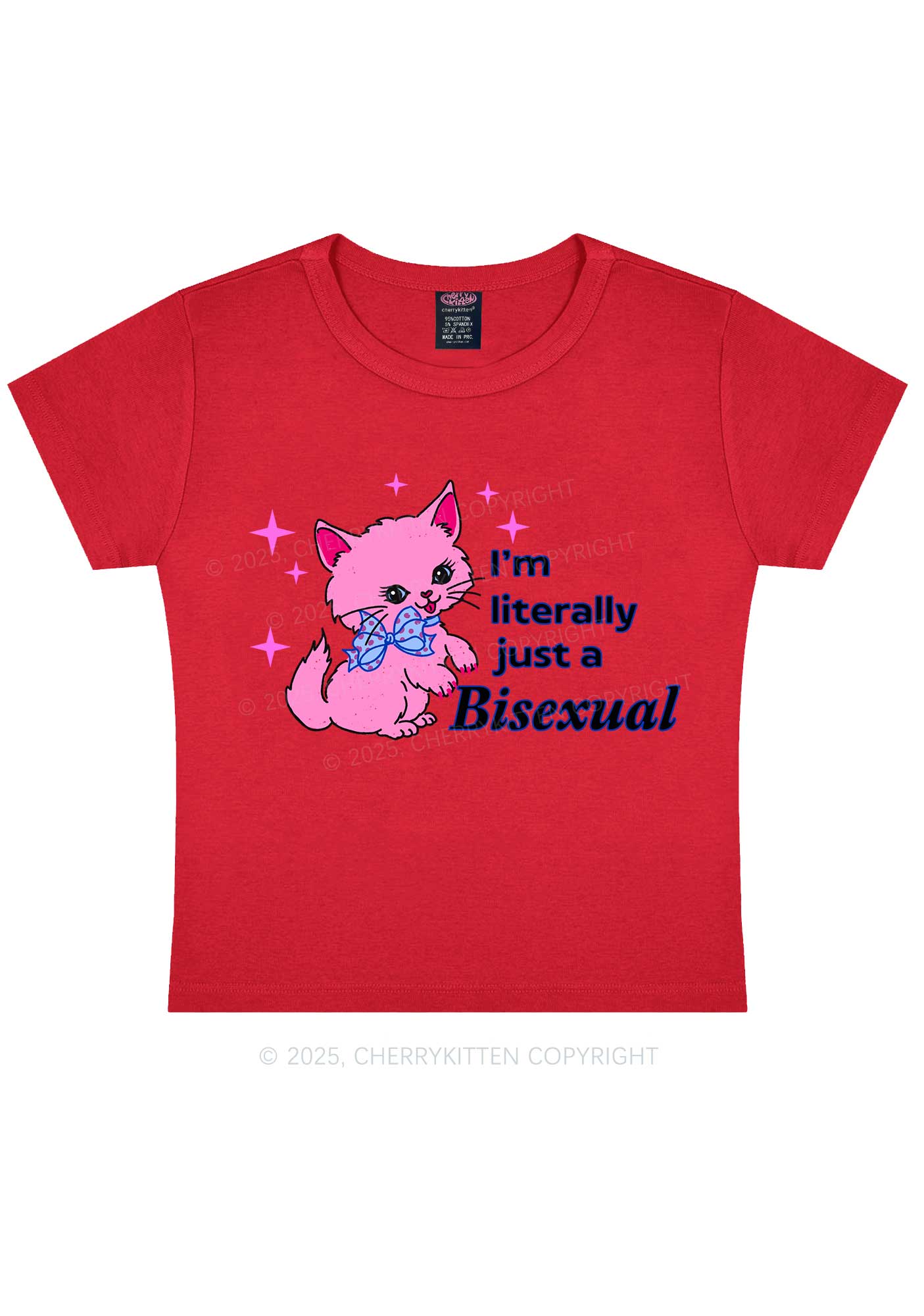 Literally Just A Bisexual Pride Y2K Baby Tee Cherrykitten - Image 8