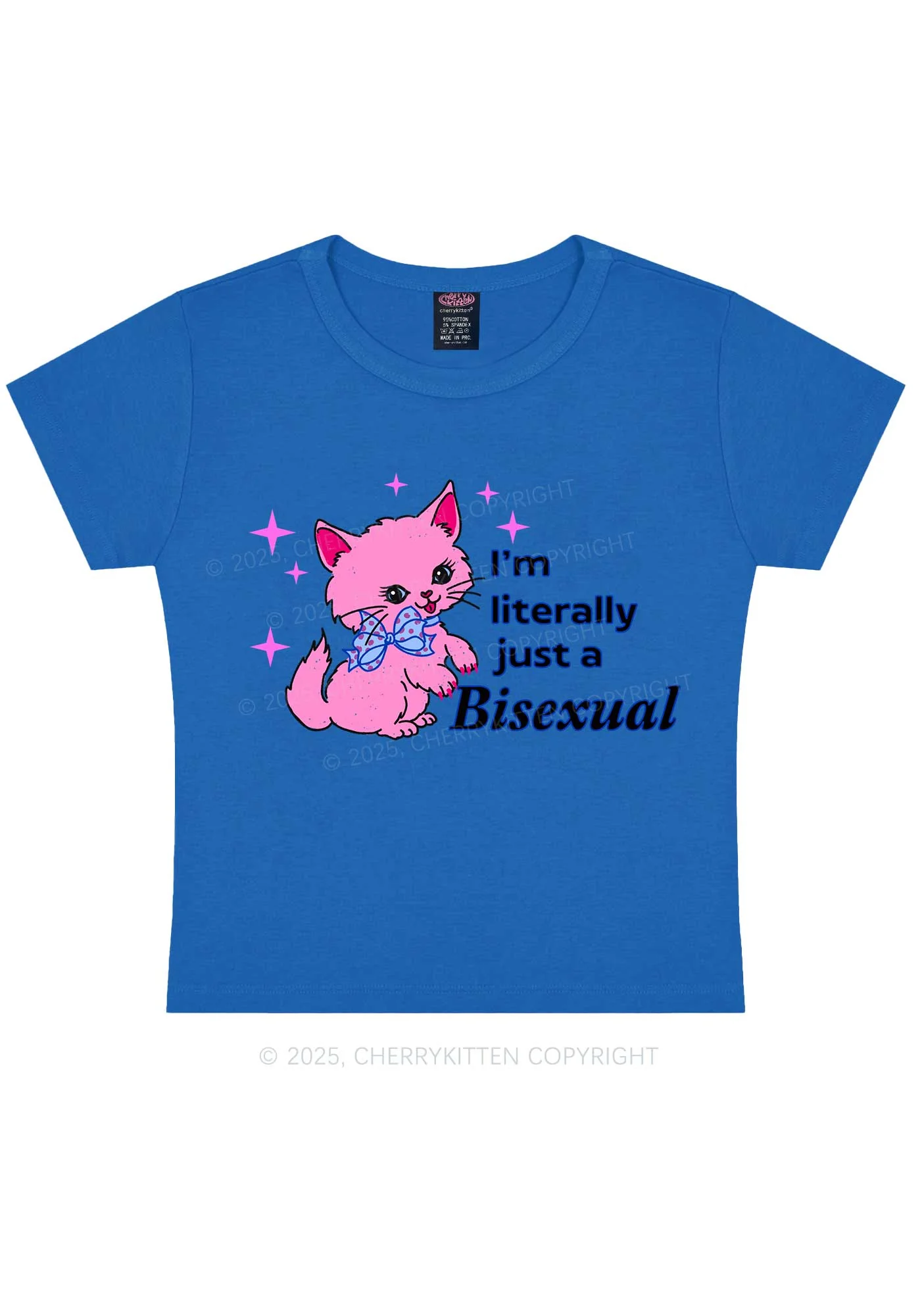 Literally Just A Bisexual Pride Y2K Baby Tee Cherrykitten - Image 9