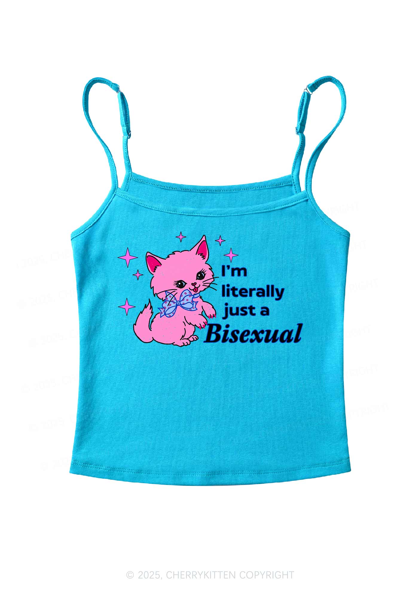 Literally Just A Bisexual Pride Y2K Spaghetti Strap Cami Cherrykitten - Image 6
