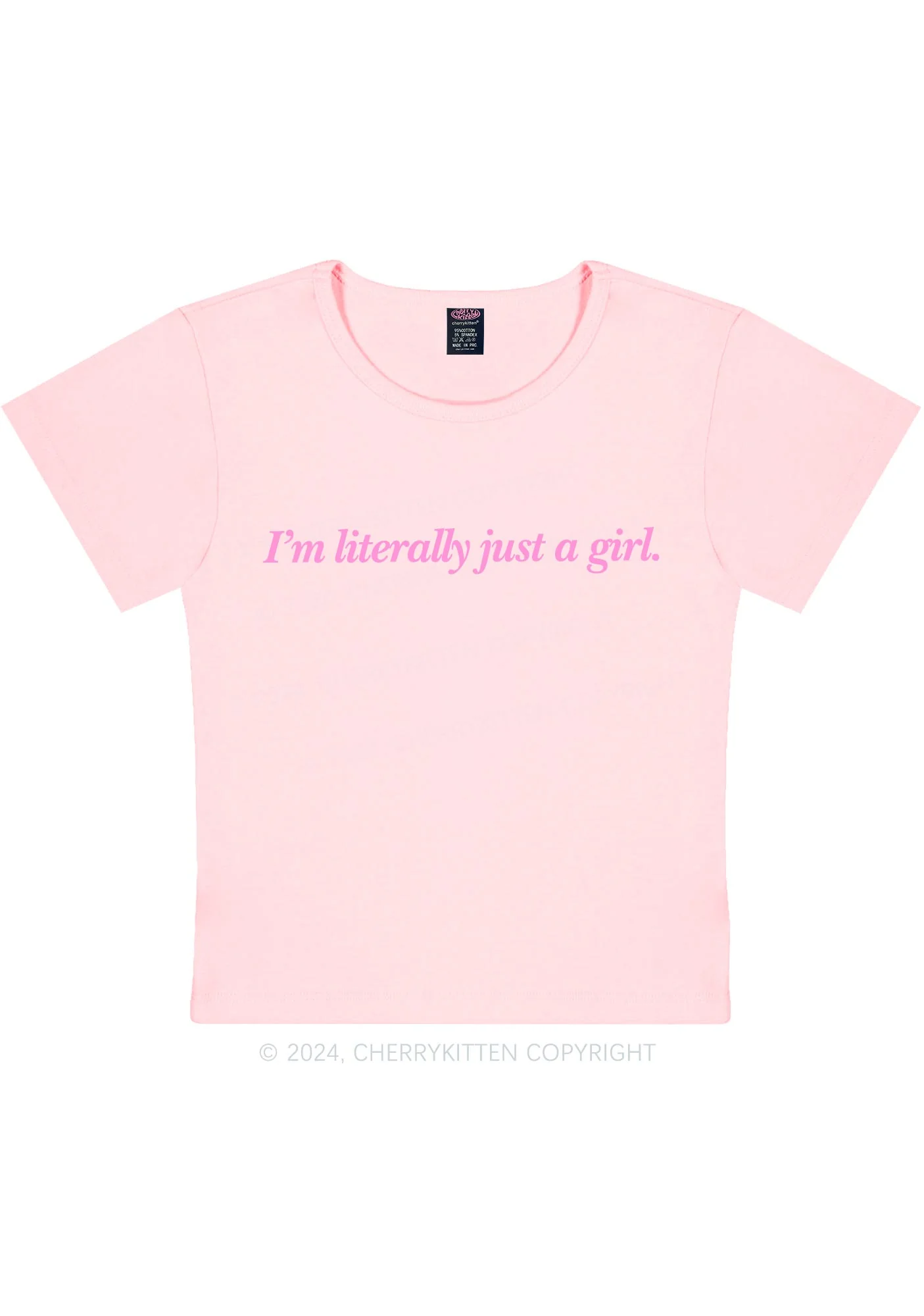 Literally Just A Girl Y2K Baby Tee Cherrykitten - Image 10