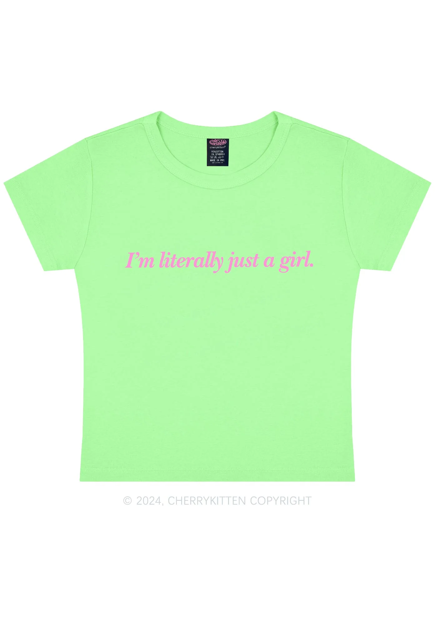 Literally Just A Girl Y2K Baby Tee Cherrykitten - Image 11