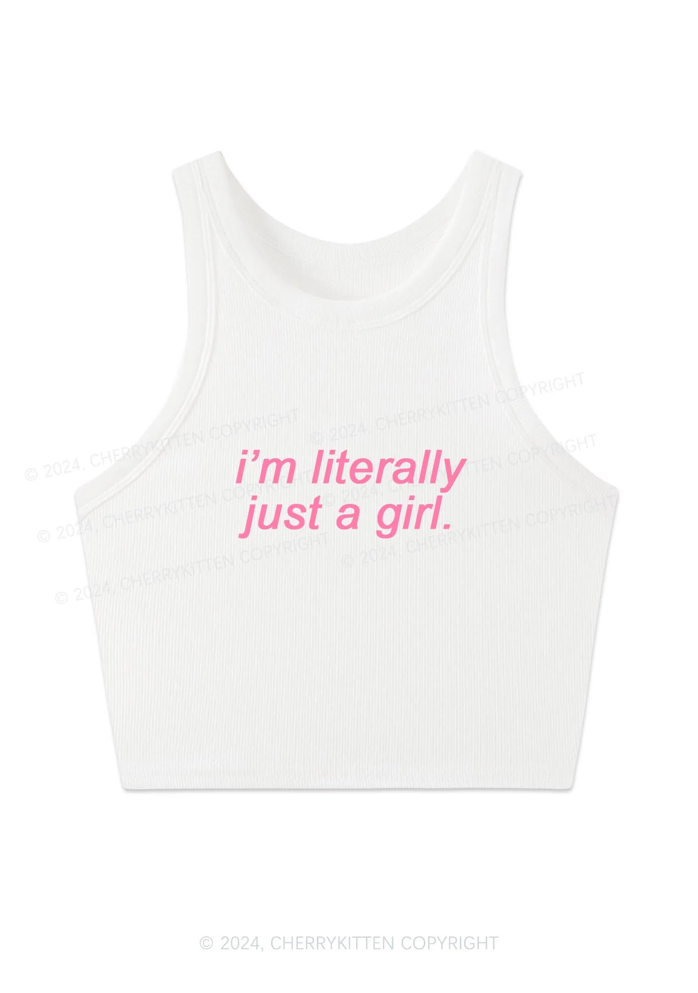 Literally Just A Girl Y2K Crop Tank Top Cherrykitten - Image 3