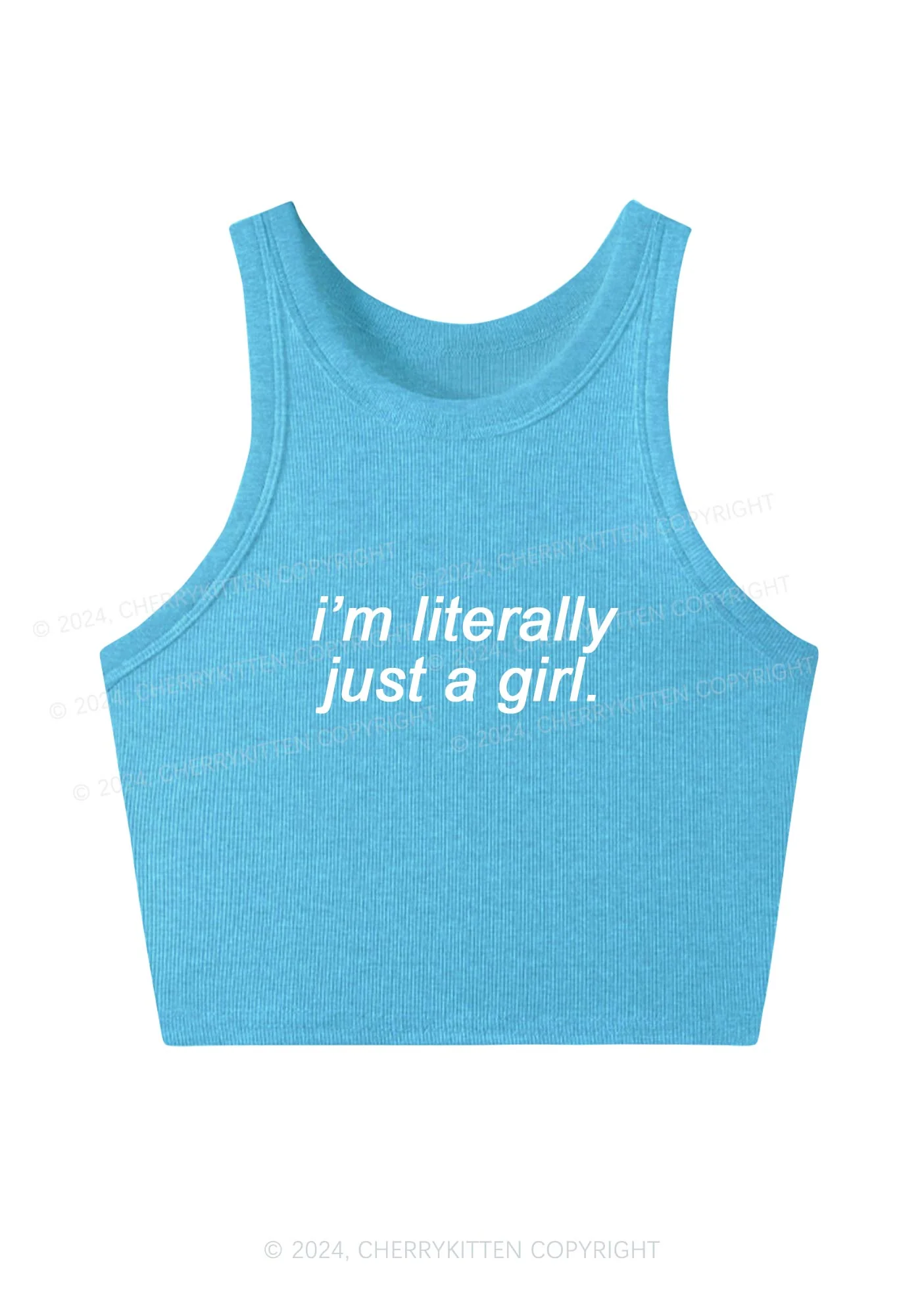 Literally Just A Girl Y2K Crop Tank Top Cherrykitten - Image 4