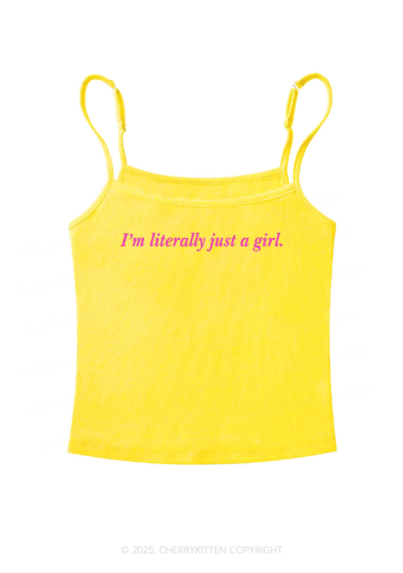 Literally Just A Girl Y2K Spaghetti Strap Cami Cherrykitten - Image 4