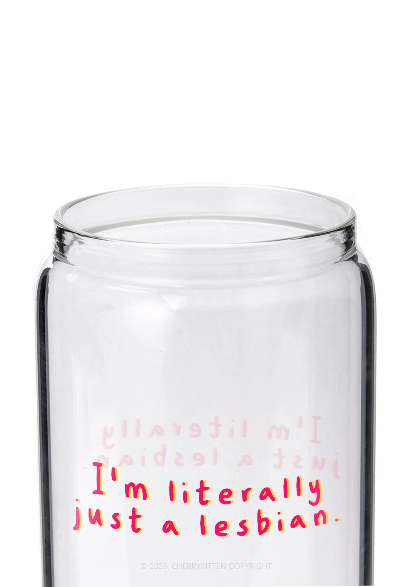 Literally Just A Lesbian Pride Y2K Printed Glass Cup Cherrykitten - Image 2