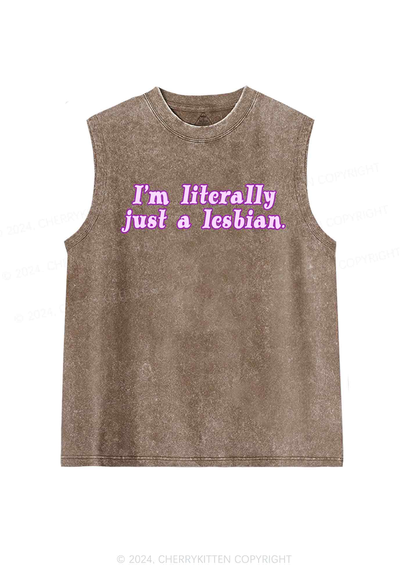 Literally Just A Lesbian Y2K Washed Tank Cherrykitten - Image 6