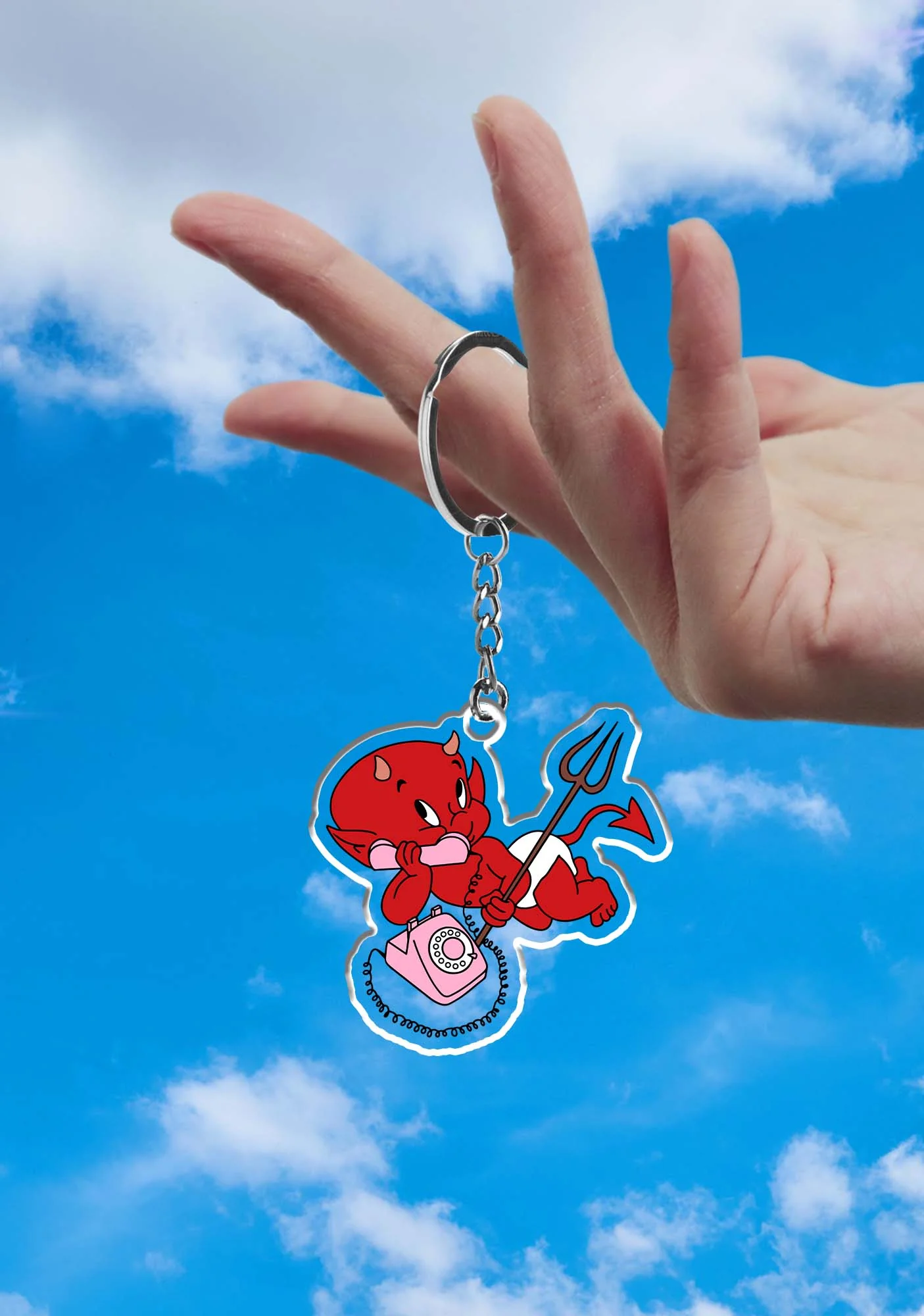 Little Devil On The Phone 1Pc Y2K Keychain Cherrykitten - Image 2